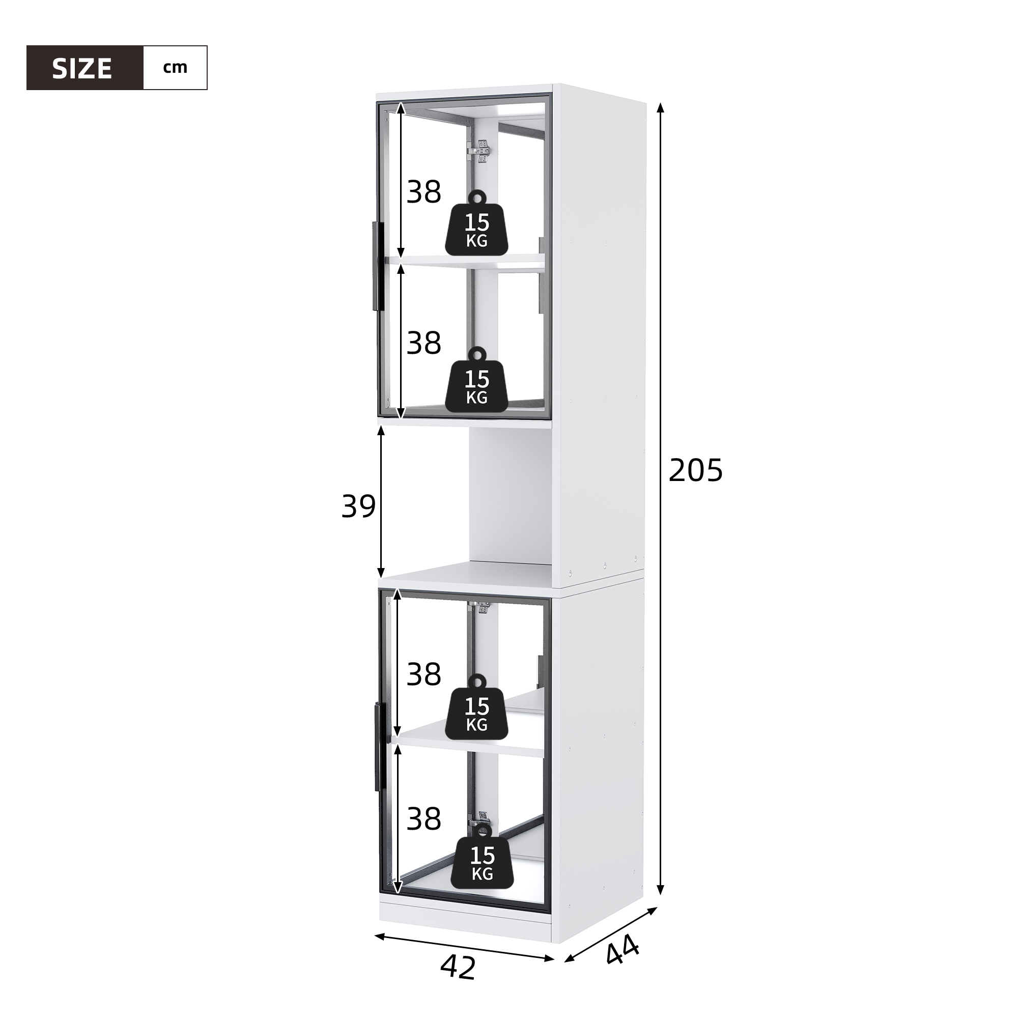 Dimensions vitrine