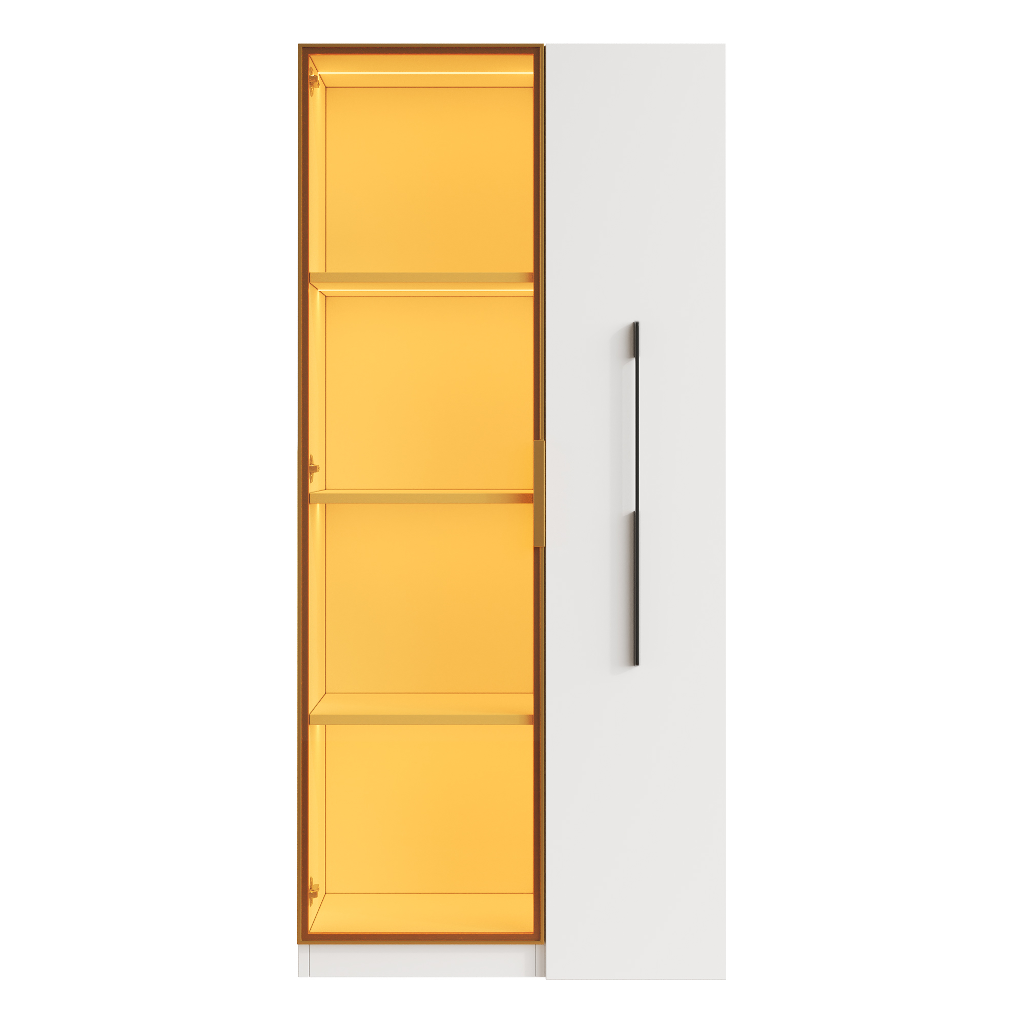 Vitrine, avec tiroirs, éclairage led, éléments en verre, 70 x 40 x 160cm, verre et MDF, blanc - vue 5