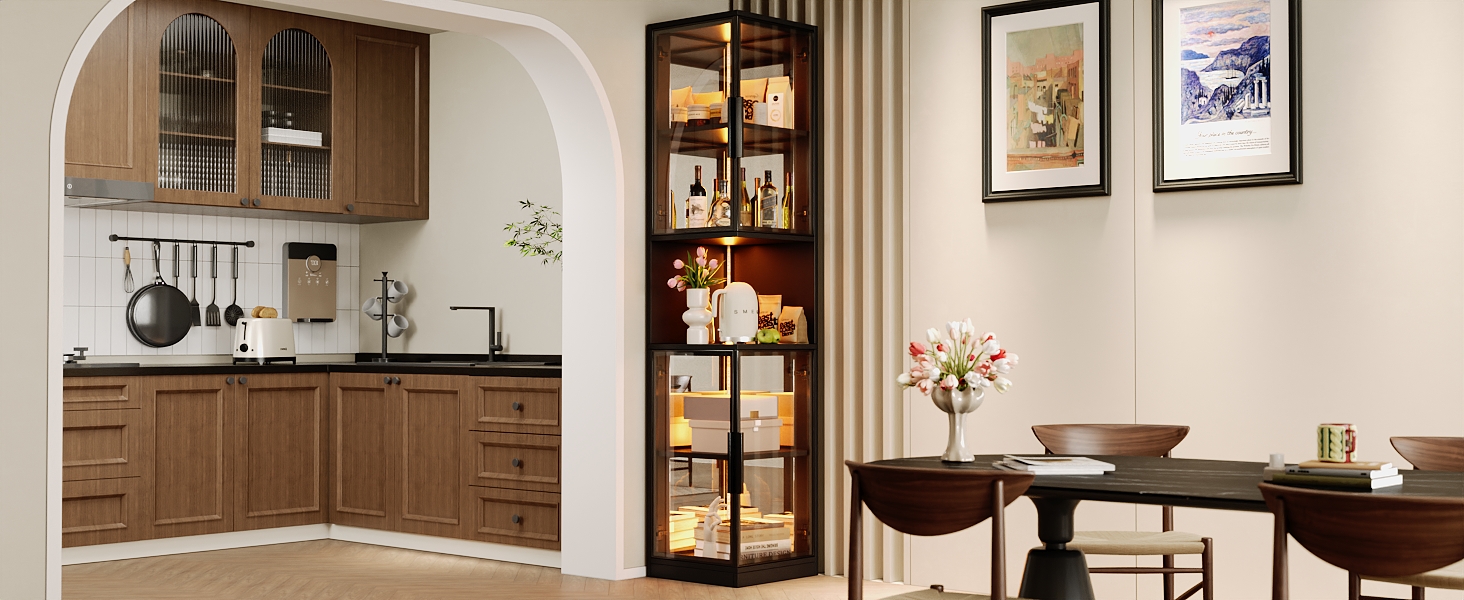 Vitrine haute noire 205 cm
