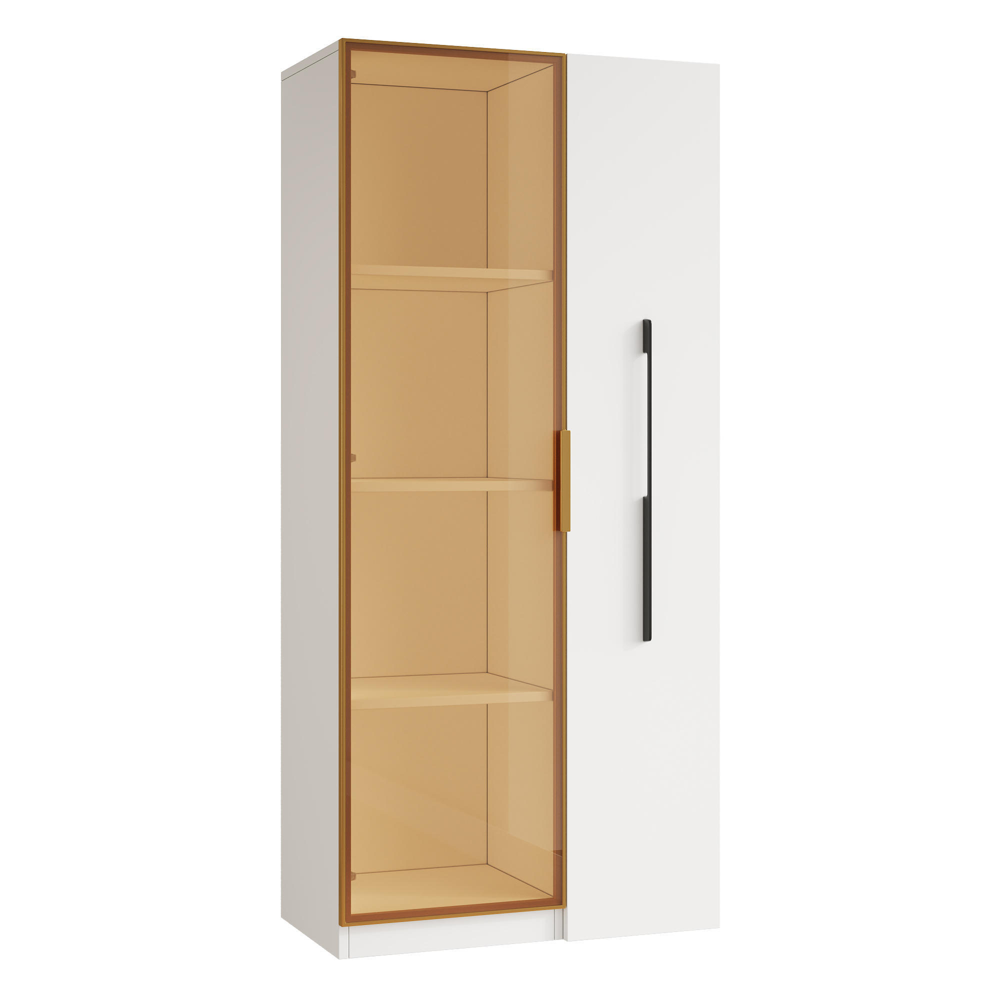 Vitrine, avec tiroirs, éclairage led, éléments en verre, 70 x 40 x 160cm, verre et MDF, blanc - vue 4