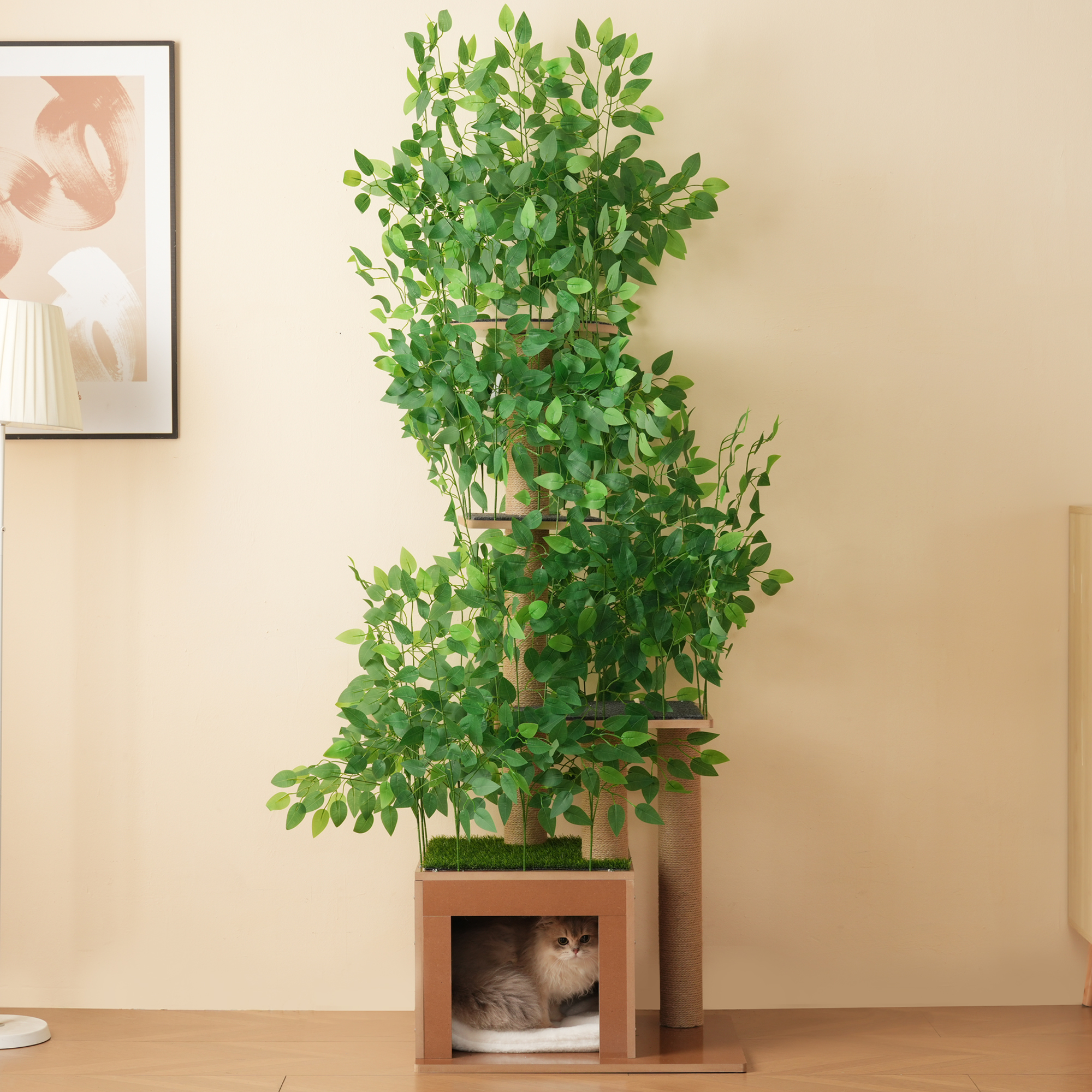 190 cm hoher Kratzbaum in Baumform mit 4 Plattform