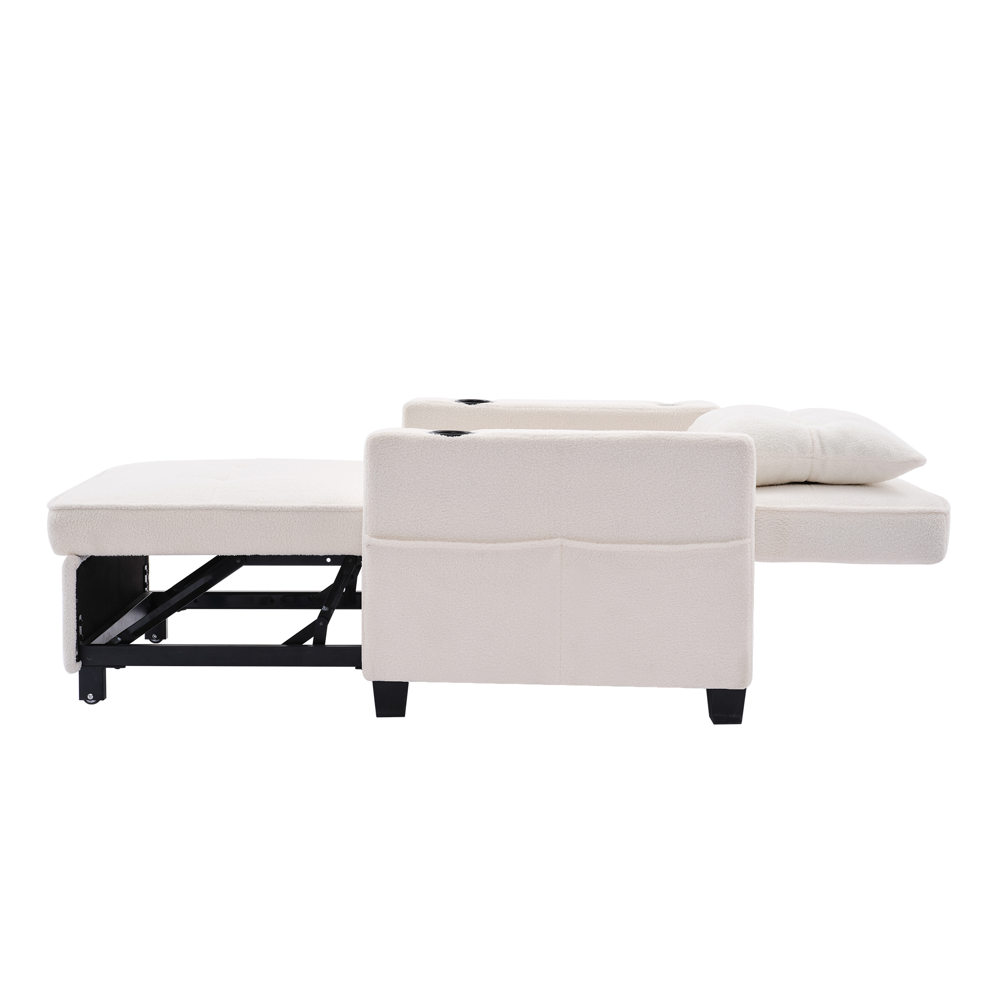 Canapé convertible 3-en-1, fauteuil, chaise longue inclinable 3 angles et canapé-lit, mousse haute qualité, pieds en plastique flexibles, pour petit appartement et chambre d'étudiant, gain de place, multifonctionnel - image 16