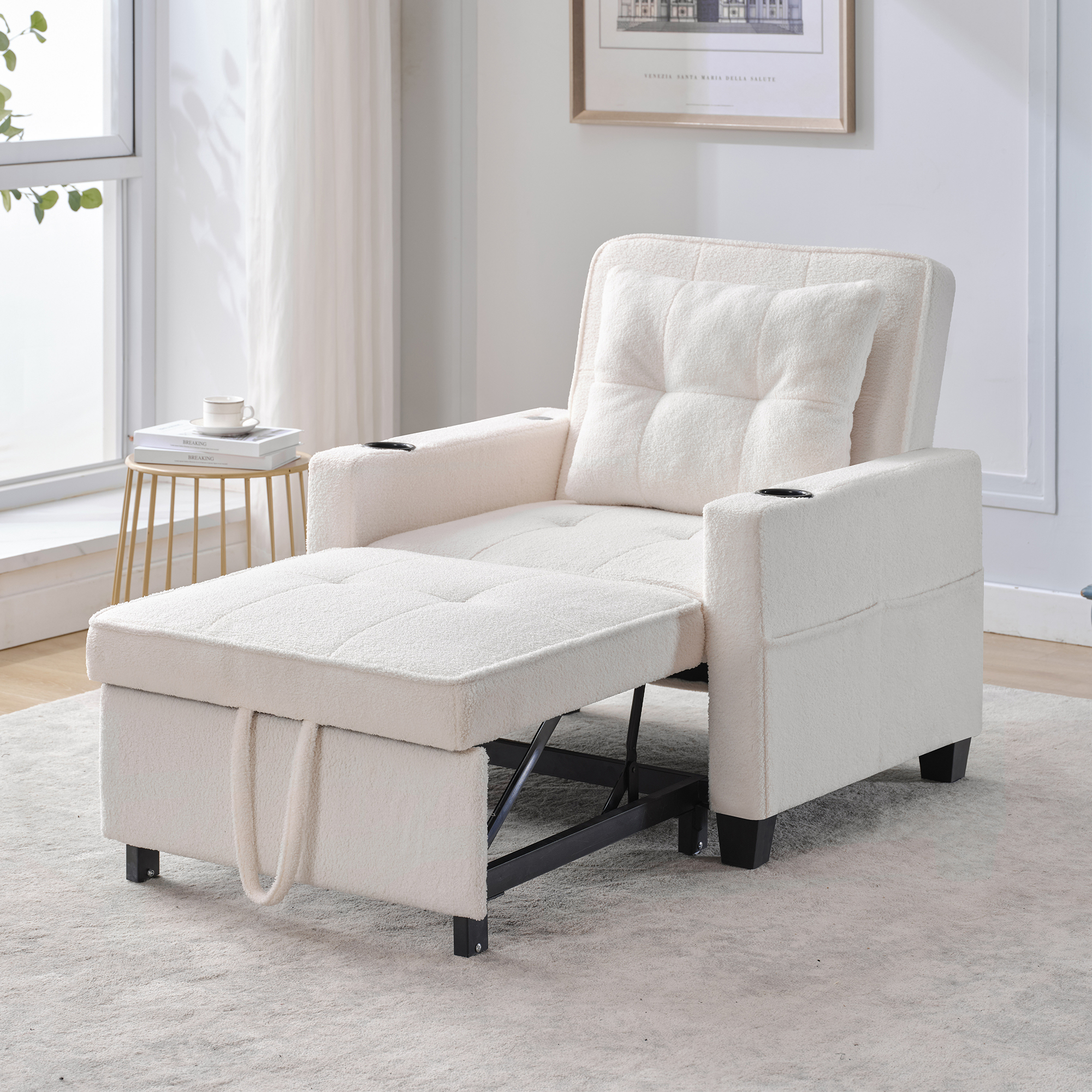 3-in-1 Ausziehbares Einzel-Schlafsofa – Mit Geträn