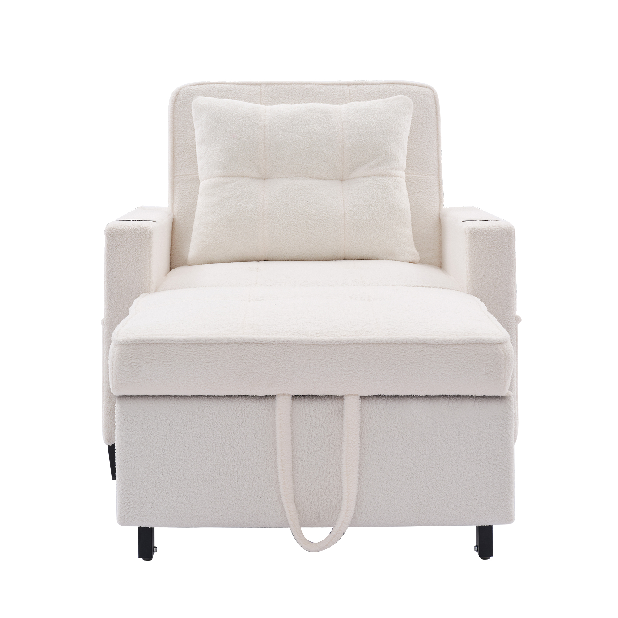 Canapé convertible 3-en-1, fauteuil, chaise longue inclinable 3 angles et canapé-lit, mousse haute qualité, pieds en plastique flexibles, pour petit appartement et chambre d'étudiant, gain de place, multifonctionnel - image 10