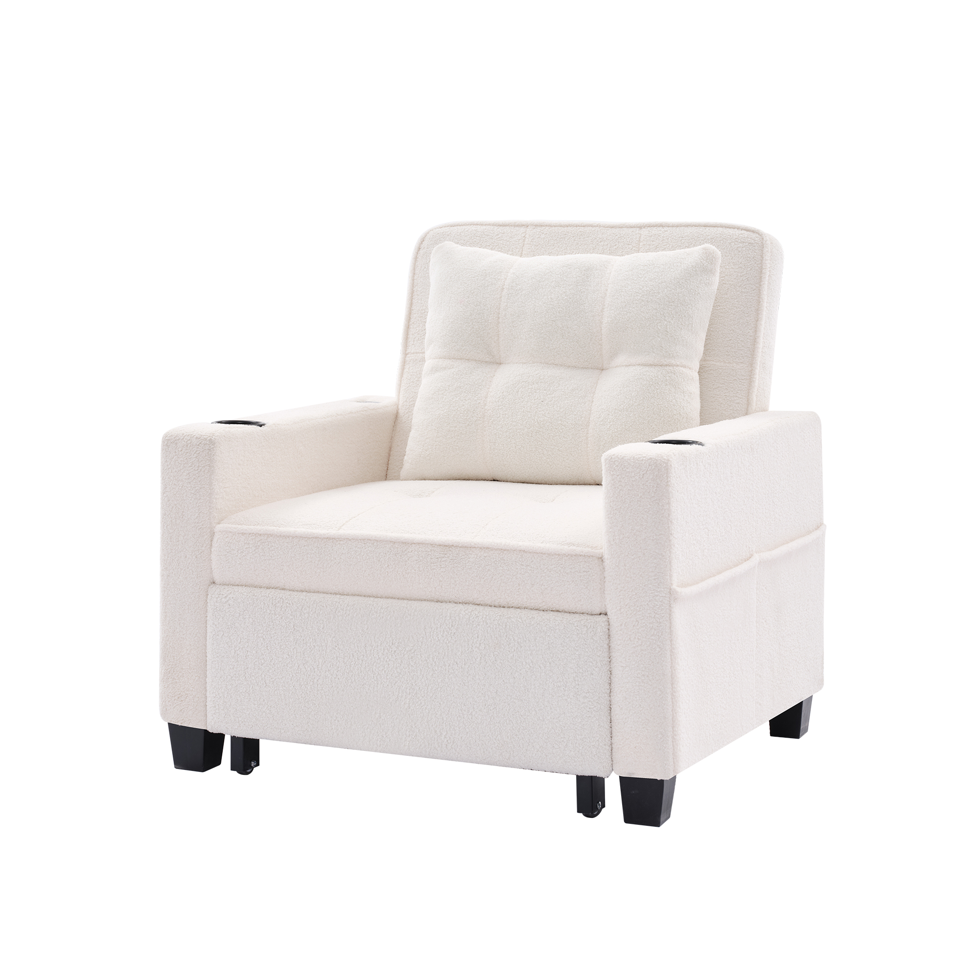 Canapé convertible 3-en-1, fauteuil, chaise longue inclinable 3 angles et canapé-lit, mousse haute qualité, pieds en plastique flexibles, pour petit appartement et chambre d'étudiant, gain de place, multifonctionnel - image 12