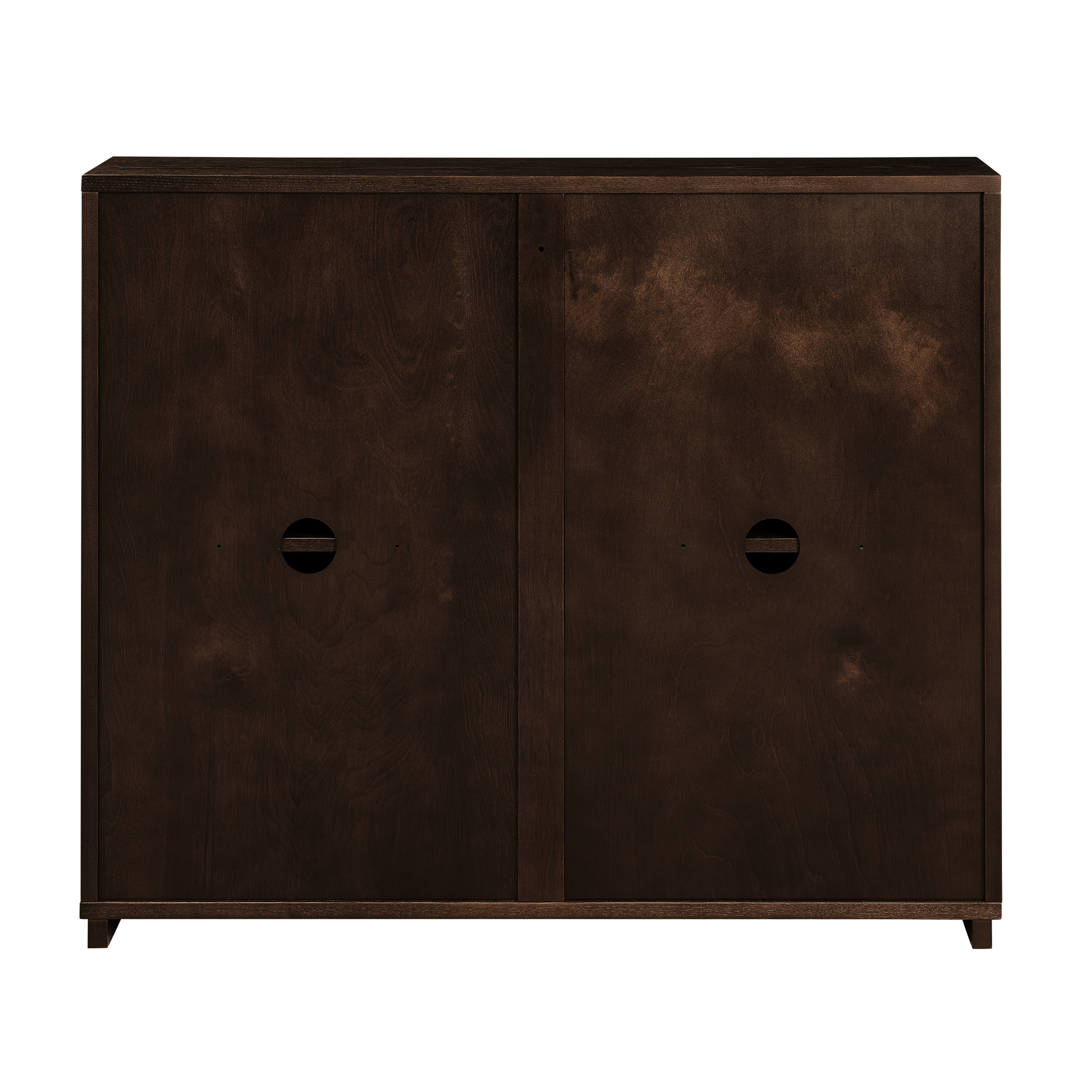 Buffet bas 99,06 cm, meuble de rangement avec façades rainurées, MDF et bois massif, Effet noyer
