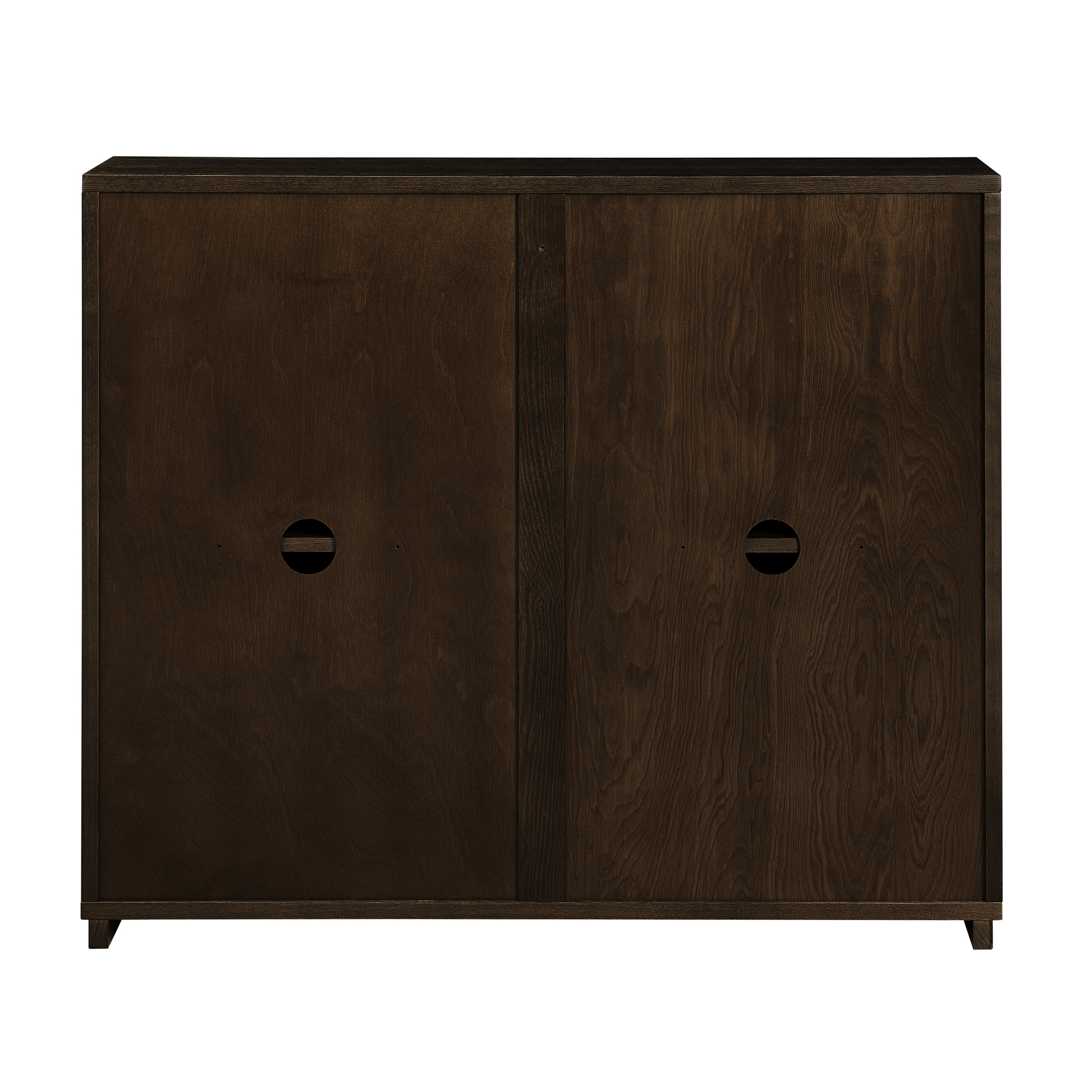 Buffet bas 99,06 cm, meuble de rangement avec façades rainurées, MDF et bois massif, Marron