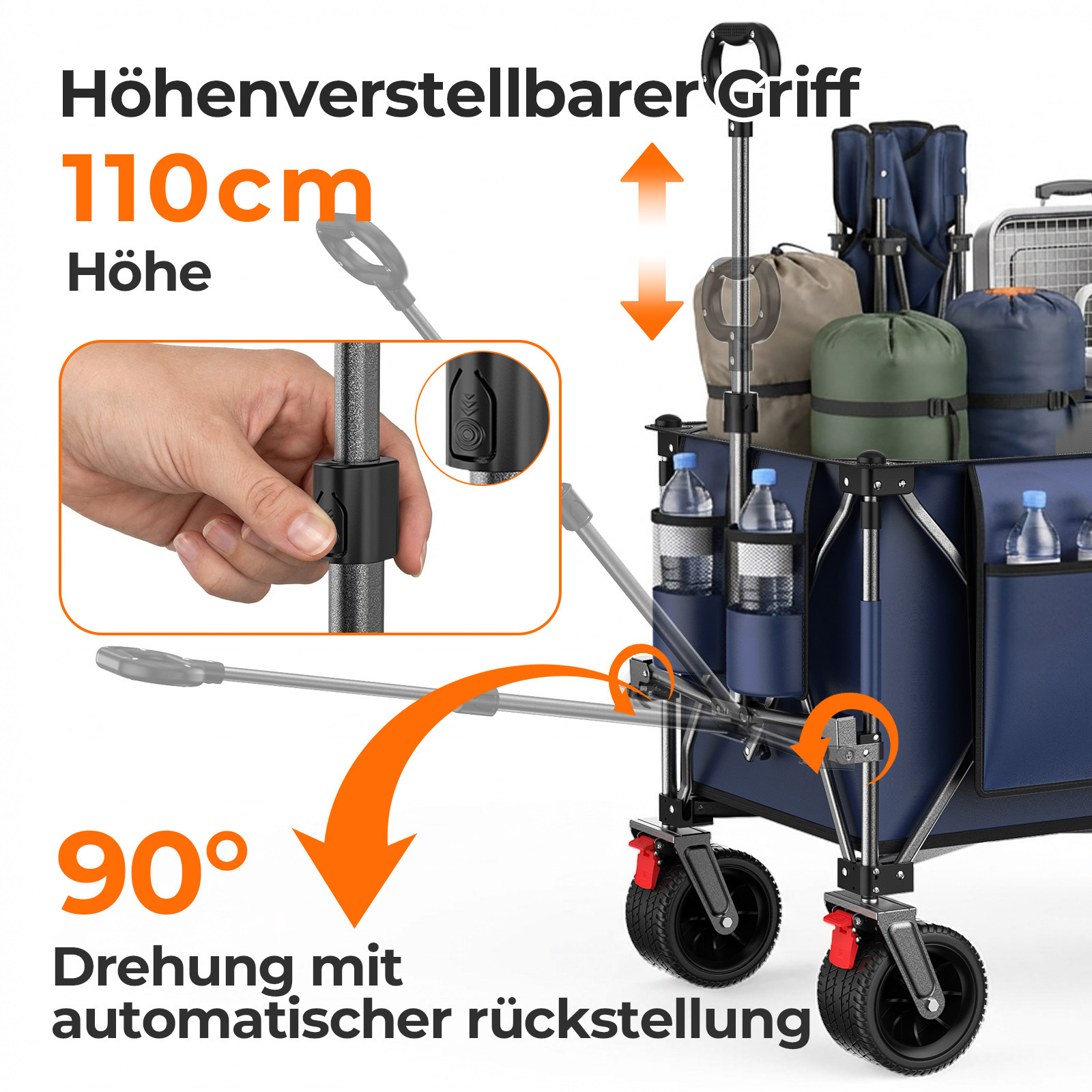 Chariot pliable extérieur 140 cm vue générale