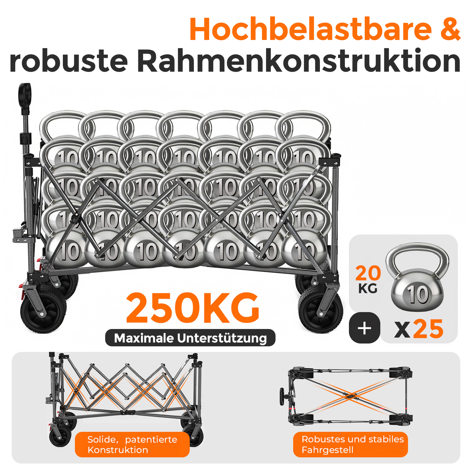 Roues7×4p tout‑terrain 360° freins avant, tissu600D Oxford poches multi‑rangement