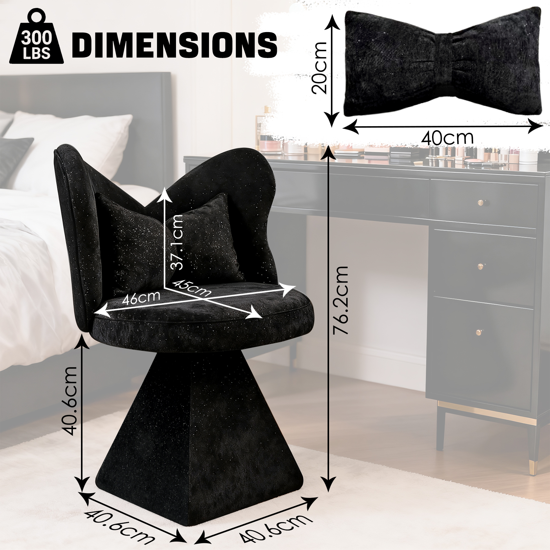 fauteuil sans accoudoirs velours chenille base triangulaire pivotant 360°