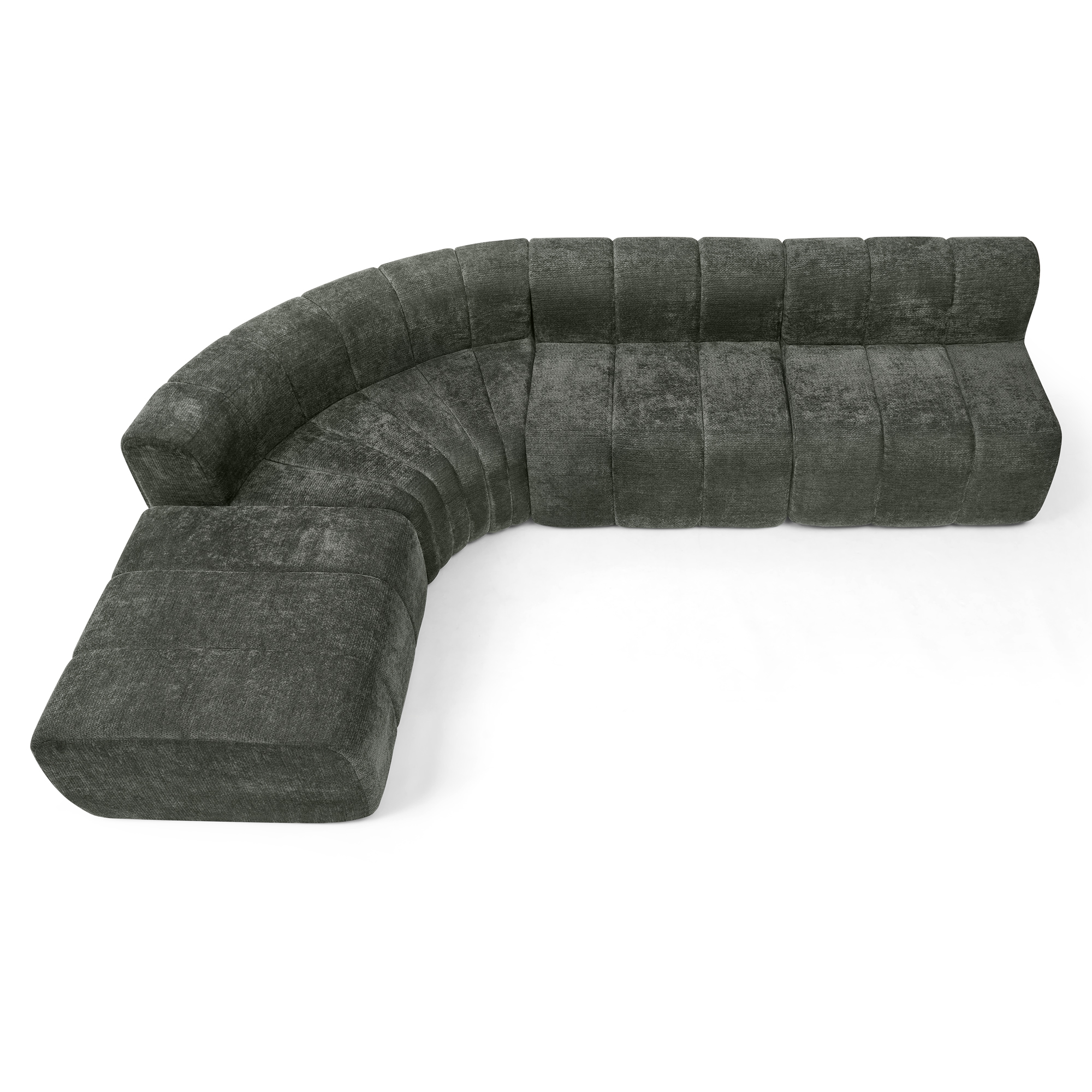 Canapé d’angle 4 places avec rangements, poufs en chenille noir - spécifications 1