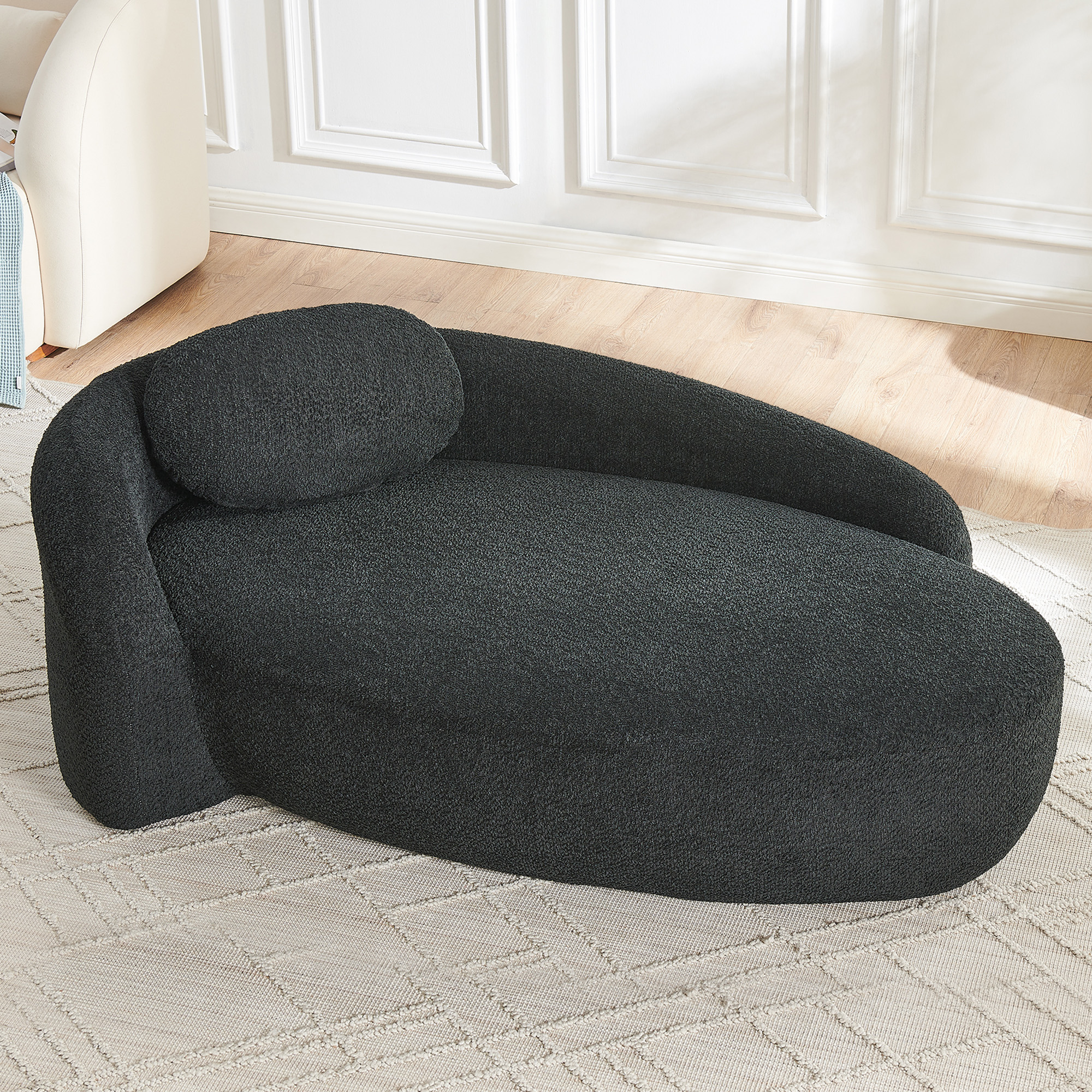 Minimalistisches Teddyfleece-Sofa mit abgerundetem
