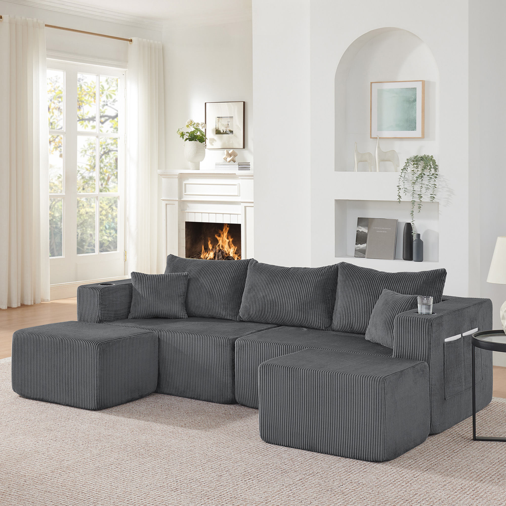 3-Sitzer modulares Ecksofa, komprimiertes L-Form S