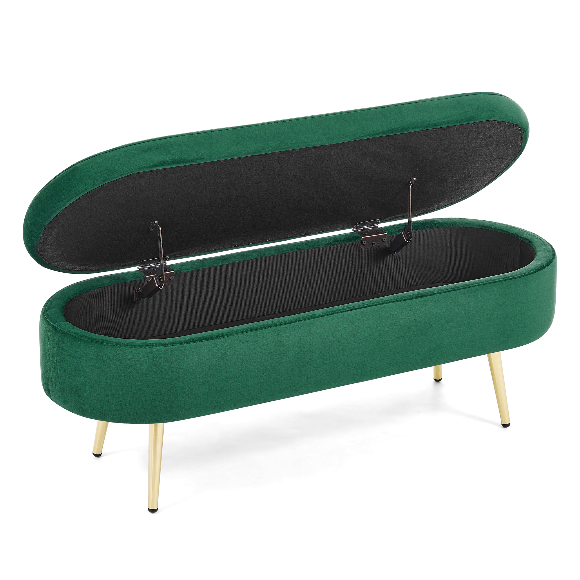 Banc de rangement en velours doux, cadre en bois massif et pieds en métal, capacité de charge élevée, respirant et anti-boulochage, pour entrée, chambre et salon, design luxueux et fonctionnel - image 12