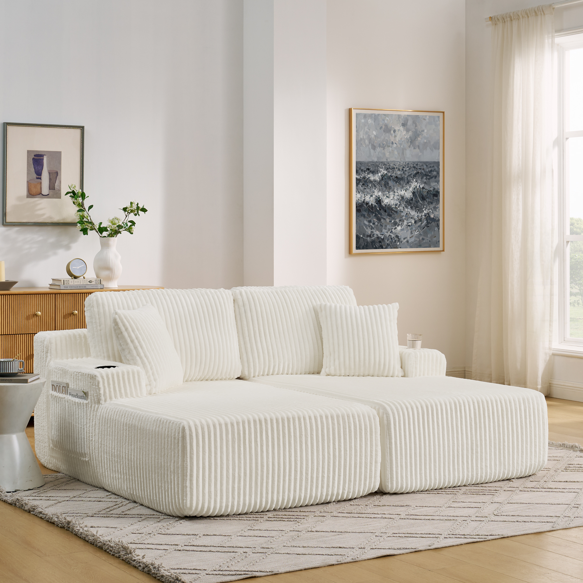 2-Sitzer Relax-Schlafsofa,Lounge-Sessel,weich Kord