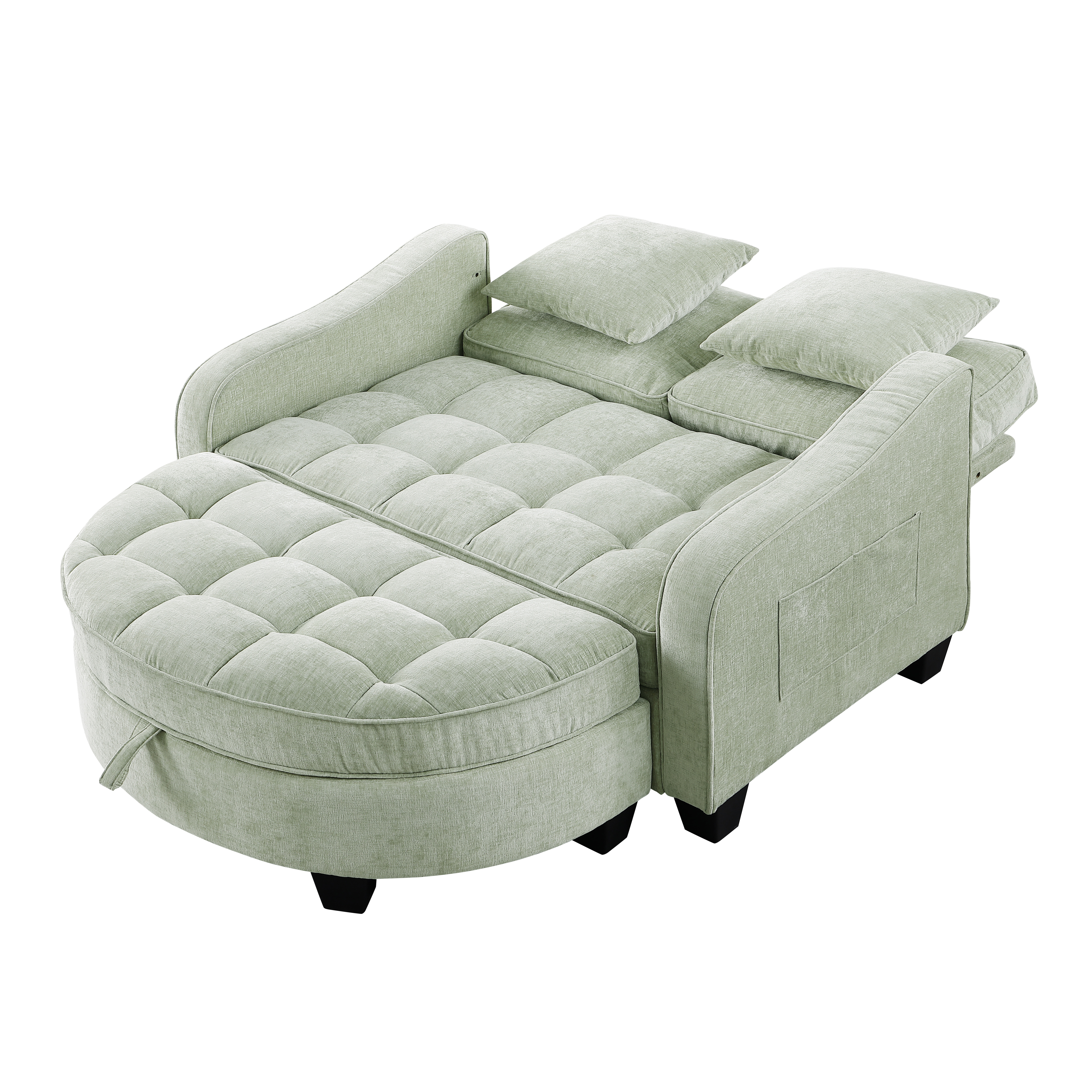 Canapé convertible en eucalyptus et métal, se transforme en sofa, chaise longue et lit enfant, mousse haute résilience, pour salon, écologique, polyvalent, pour familles et célibataires, gain de place, confort durable - image 10