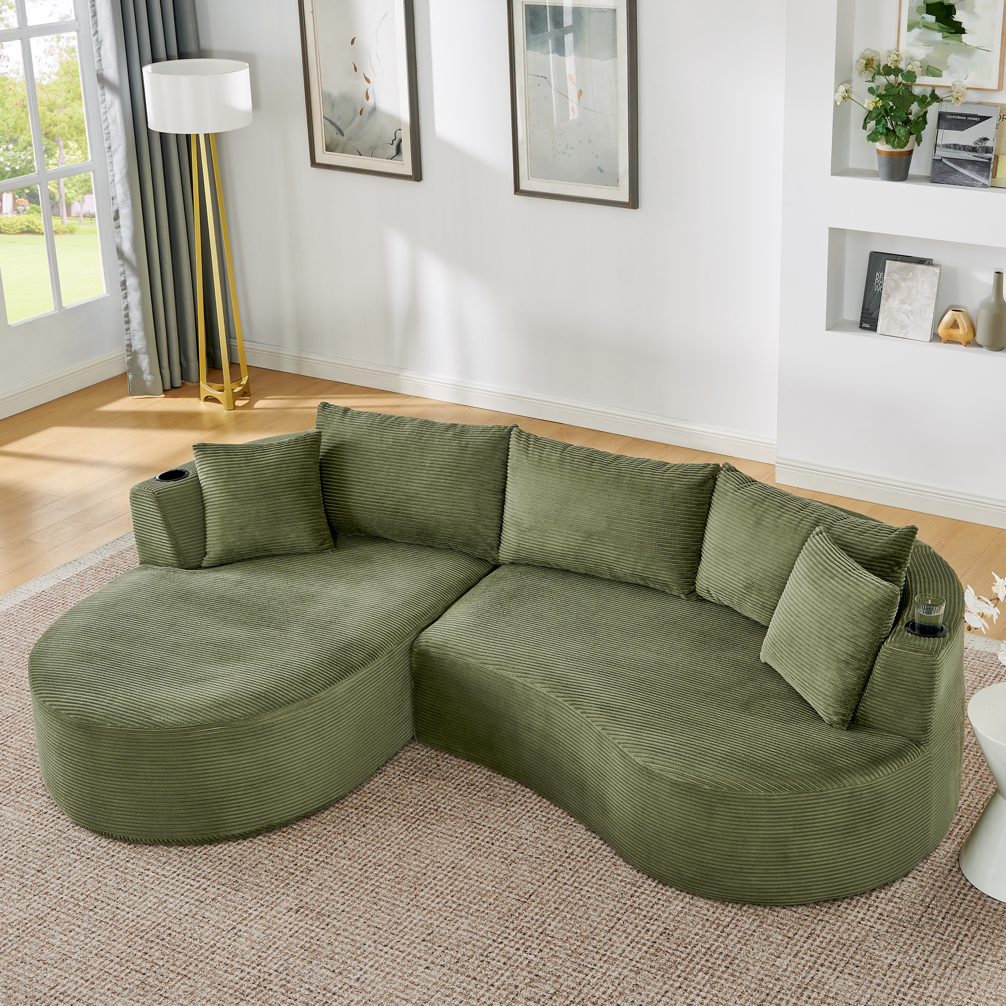 3-Sitzer Kompressionssofa,Linke Chaiselongue + 2-S