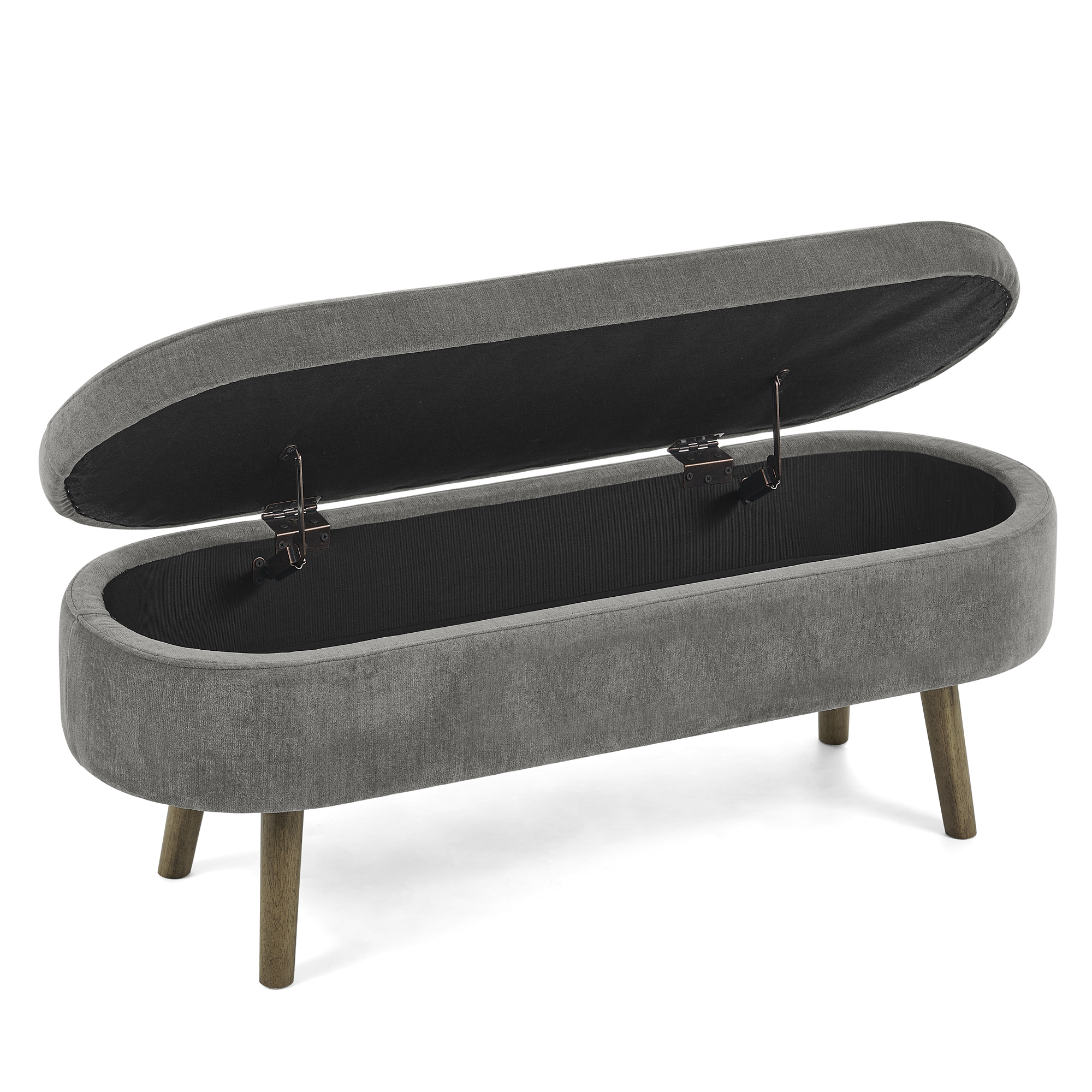 Banc de rangement en tissu chenille, cadre bois massif, pieds bois, pour salon et chambre, toucher soyeux, résistant anti-boulochage, respirant, construction stable, design élégant, usage quotidien durable - image 11