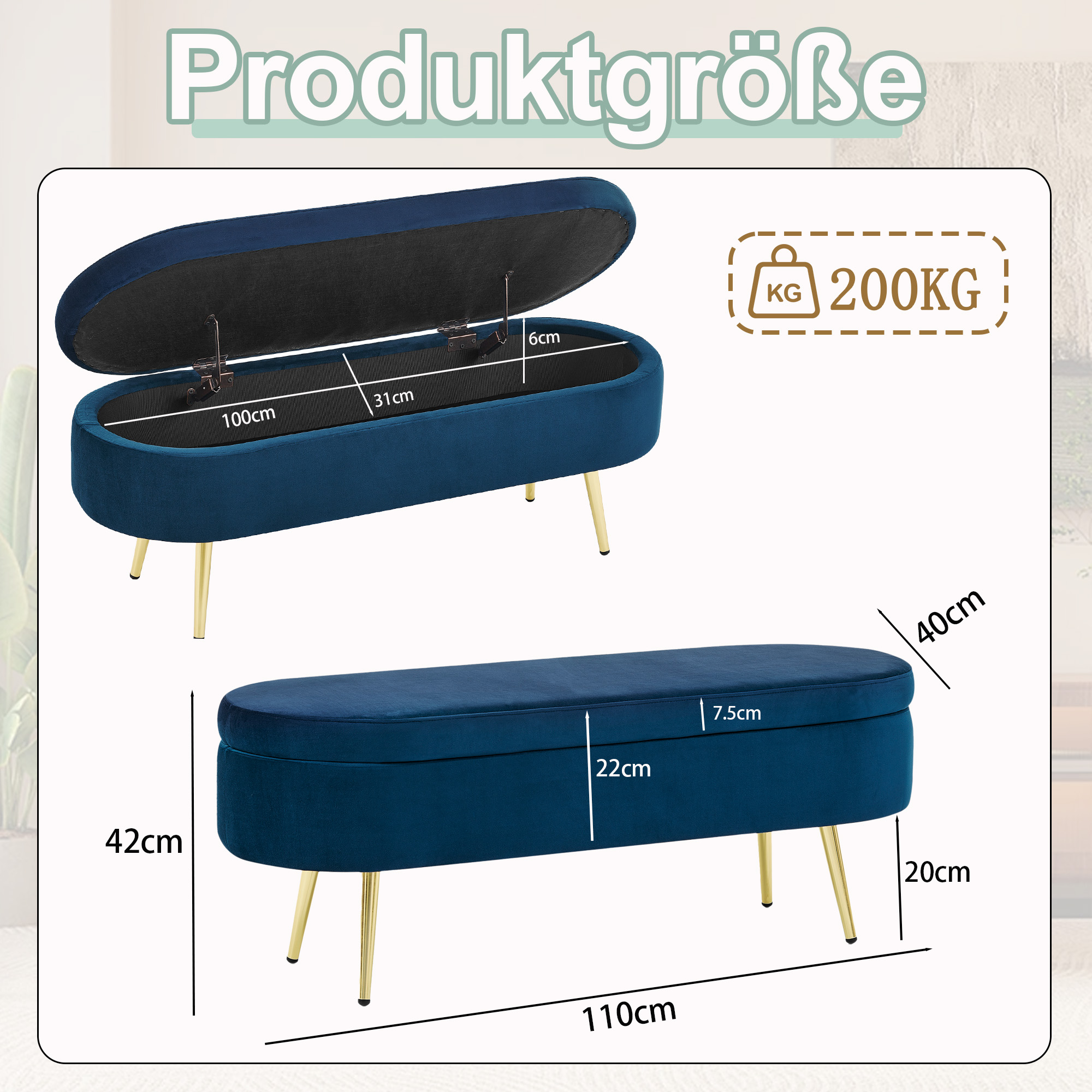 Dimensions du banc avec rangement