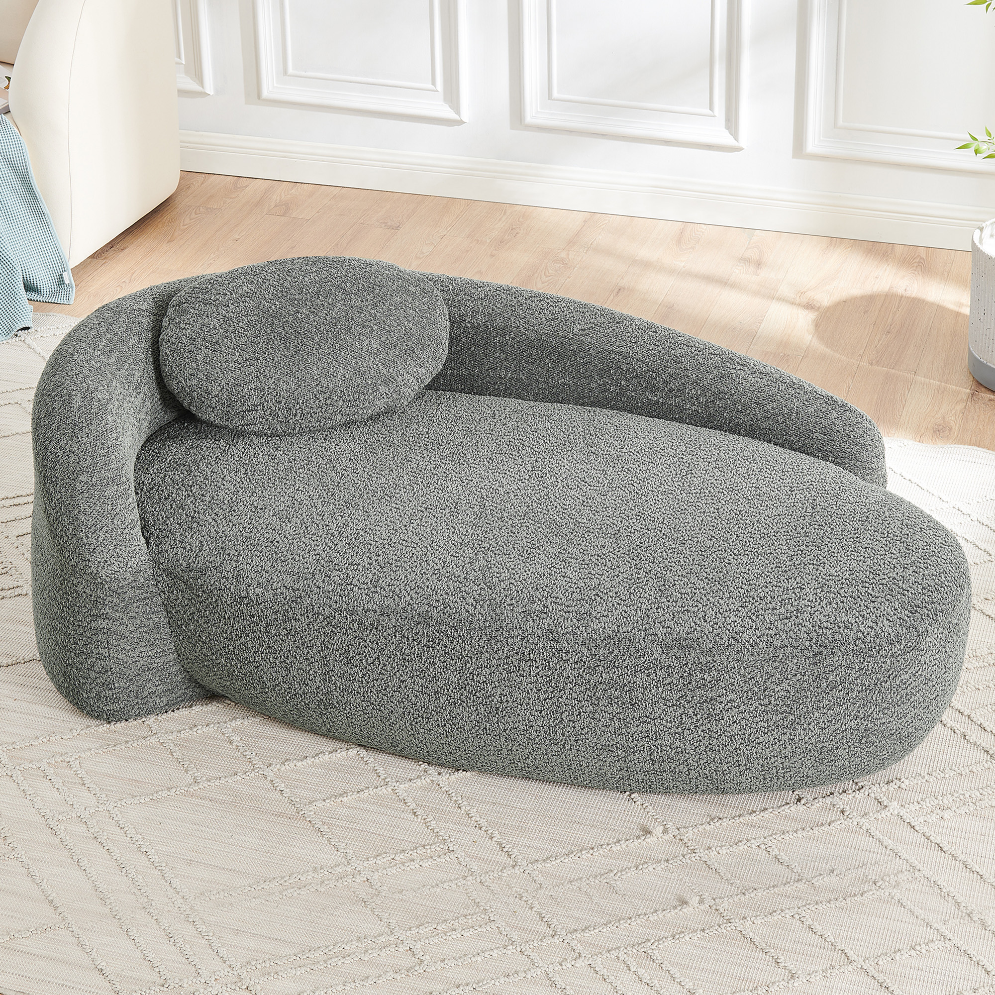 Minimalistisches Teddyfleece-Sofa mit abgerundetem