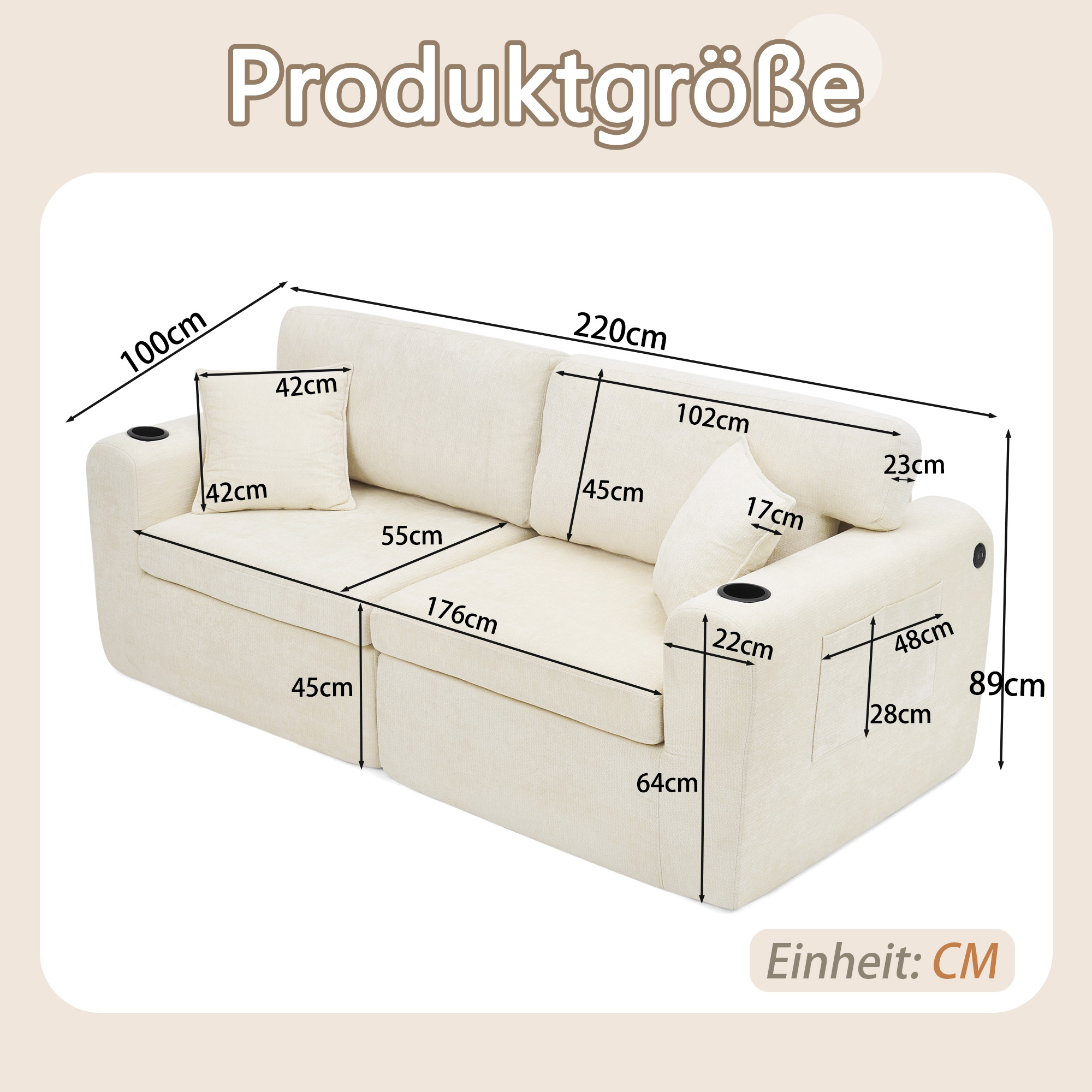 Dimensions du canapé