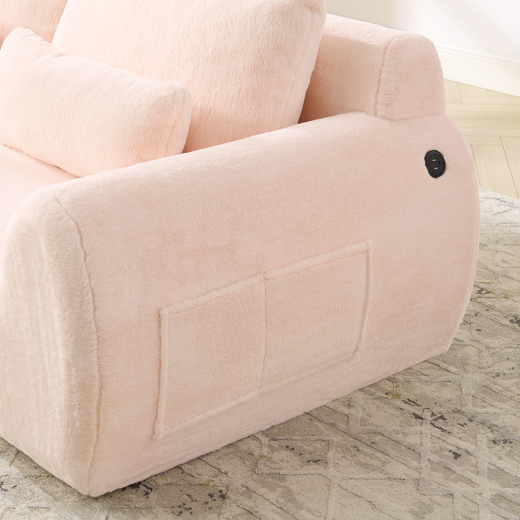 Canapé 2 places en tissu lapin avec ports USB inté - image 8