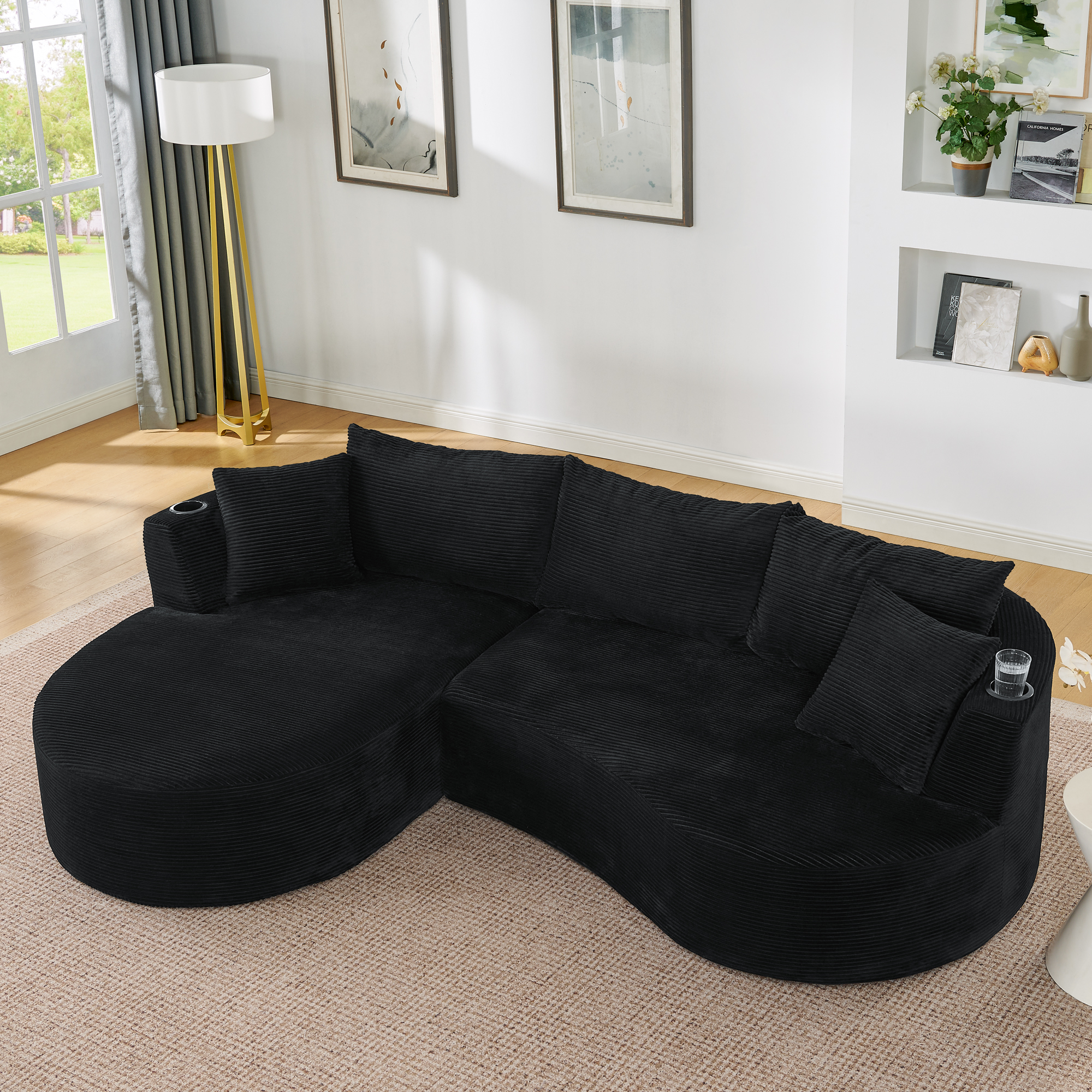 3-Sitzer Kompressionssofa,Linke Chaiselongue + 2-S