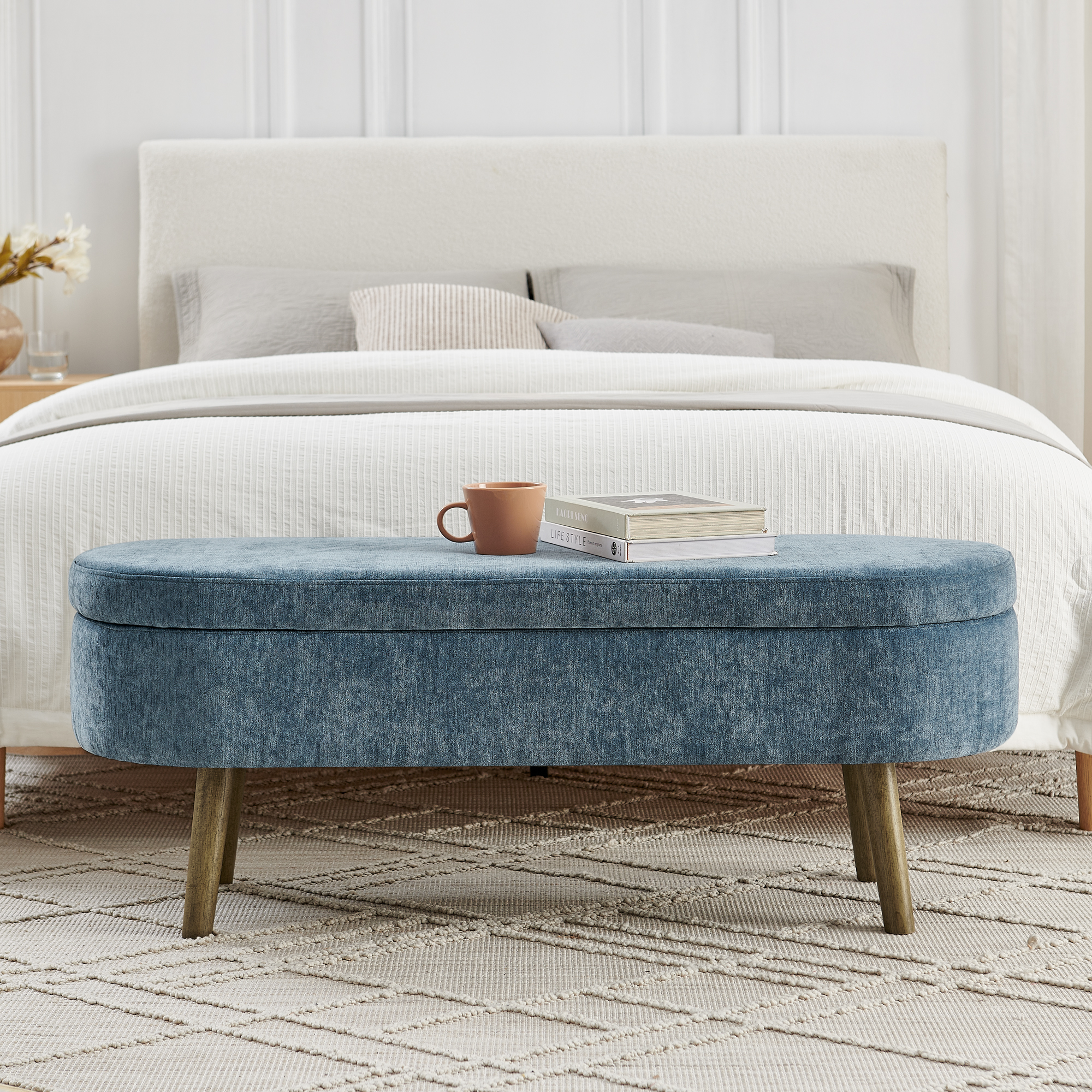 Banc de rangement multifonction en tissu chenille - image 10