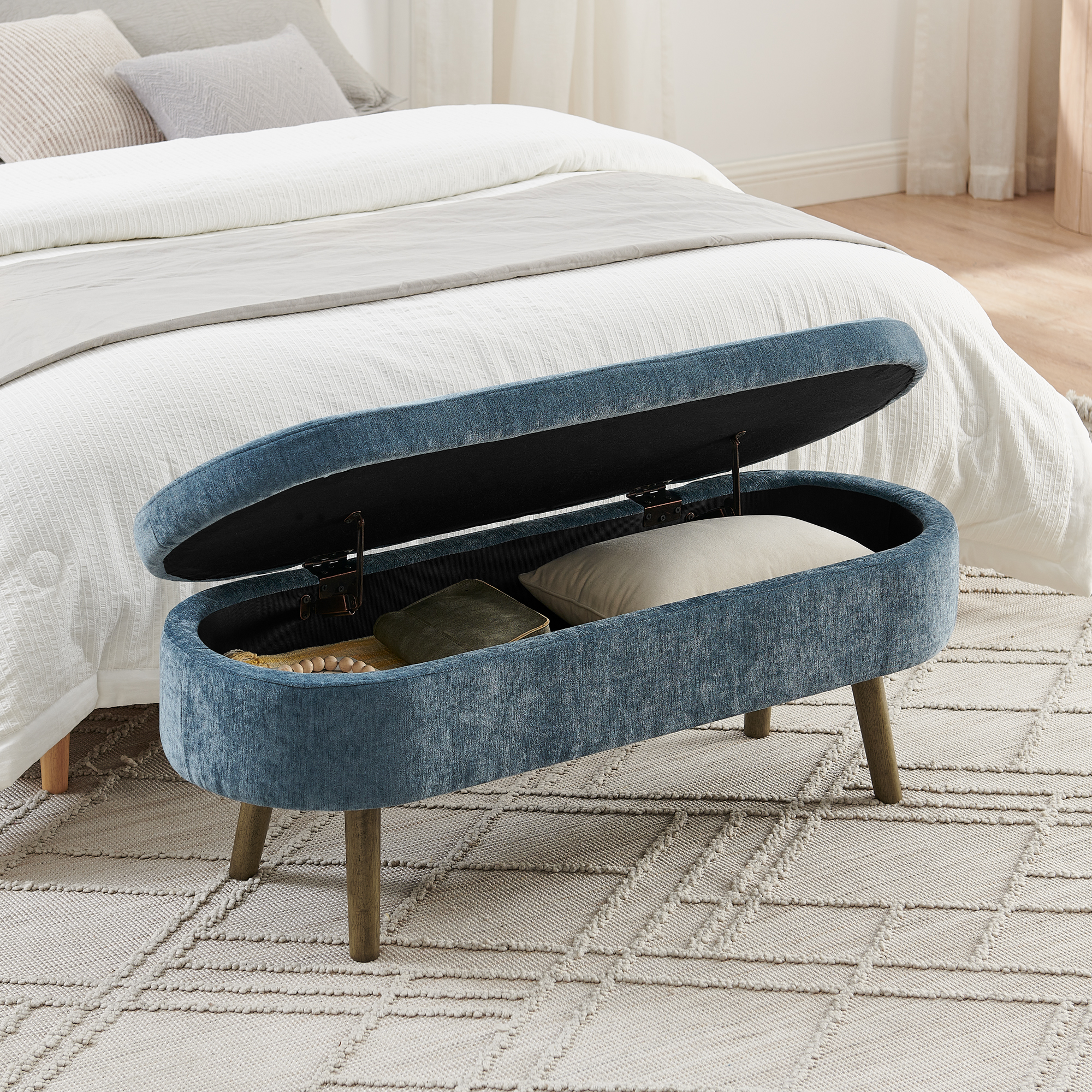Banc de rangement multifonction en tissu chenille - image 7