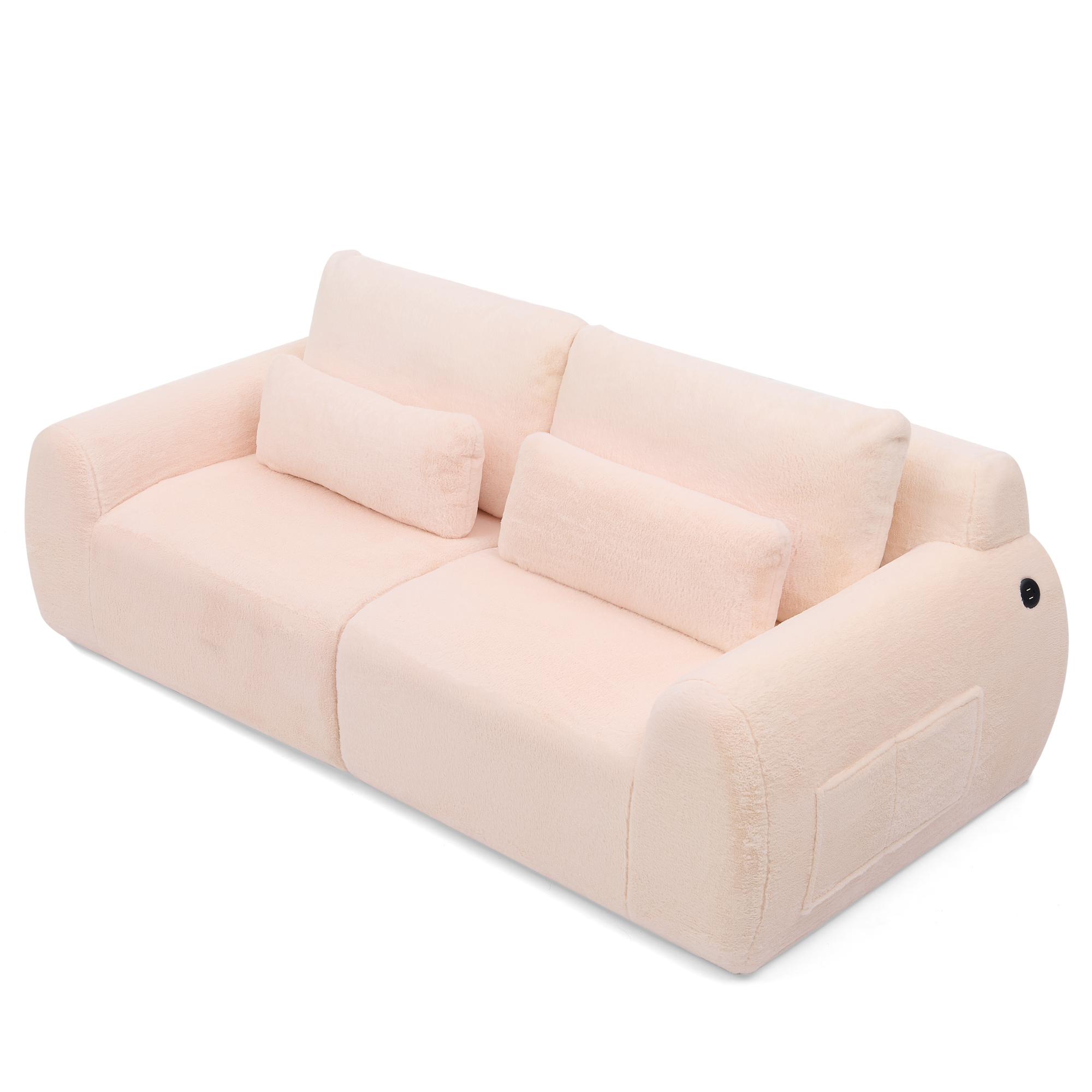 Canapé 2 places en tissu lapin avec ports USB inté - image 9