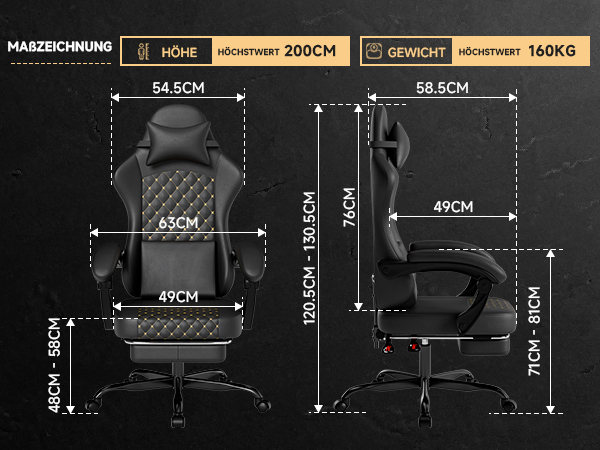 Chaise gaming ergonomique noire