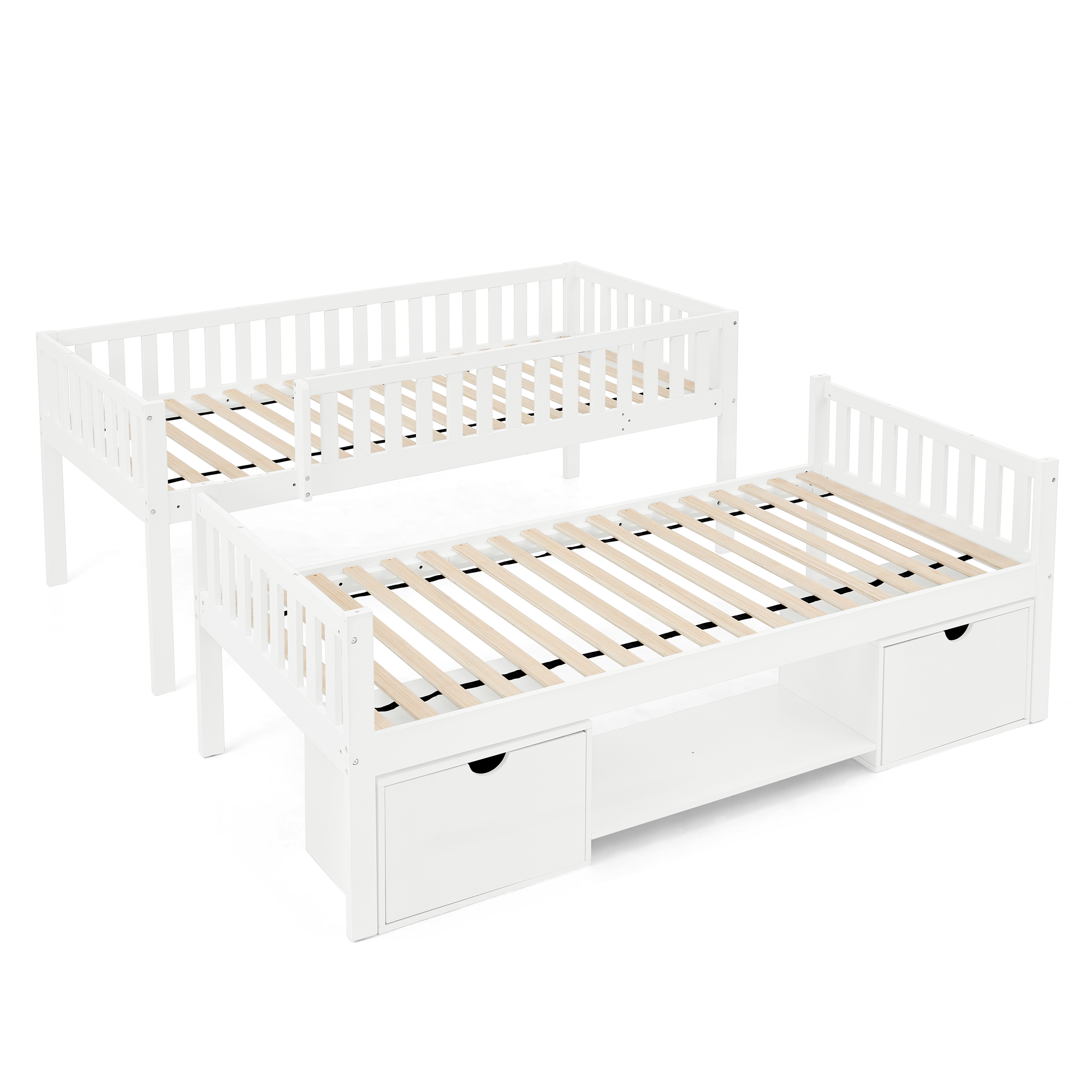 Massivkieferholz Kinder-Doppelbett, Größe 90×200 c