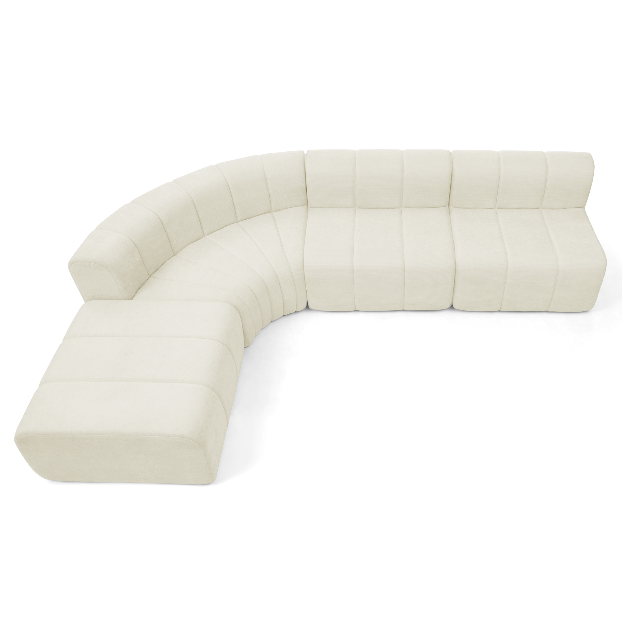 Canapé d’angle 4 places avec rangements, poufs en chenille beige - spécifications 1