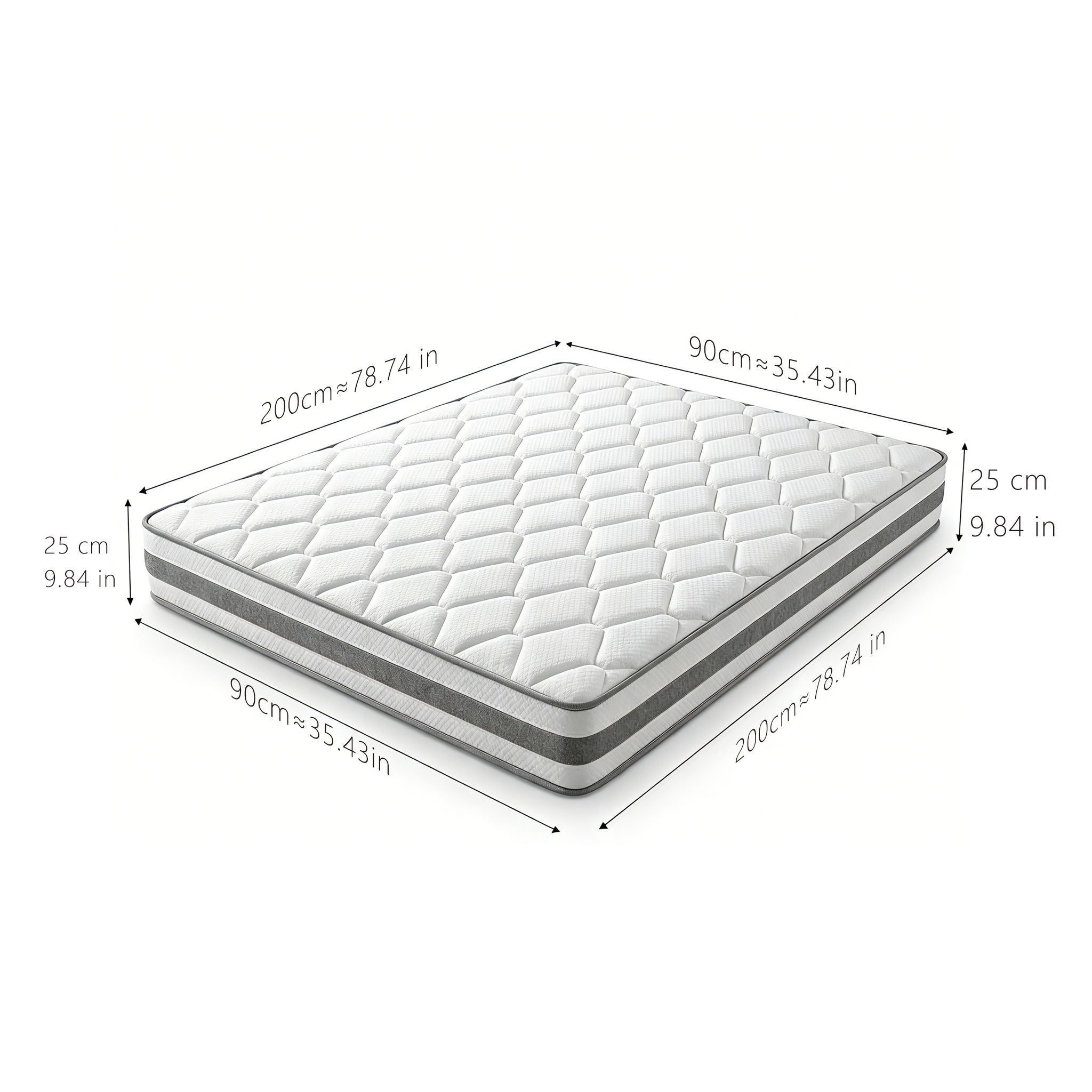 Matelas en mousse 2 couches, 4 largeurs disponibles 90/140/160/180 cm, hauteur 25 cm, certifiée Oeko-Tex Standard 100, hypoallergénique, équilibre douceur et soutien, pour lit simple et double - image 2