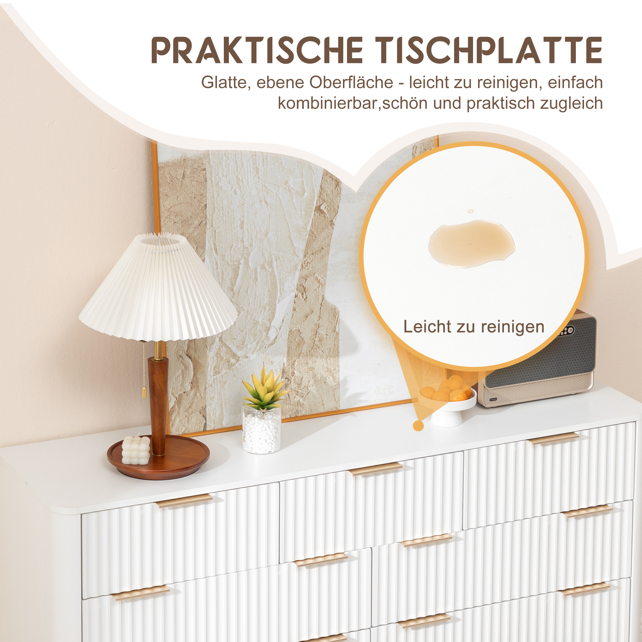 Meuble de rangement, fermeture amortie, rangement intégré, avec tiroirs, 145 x 40 x 80 cm, métal et MDF, blanc - vue 4
