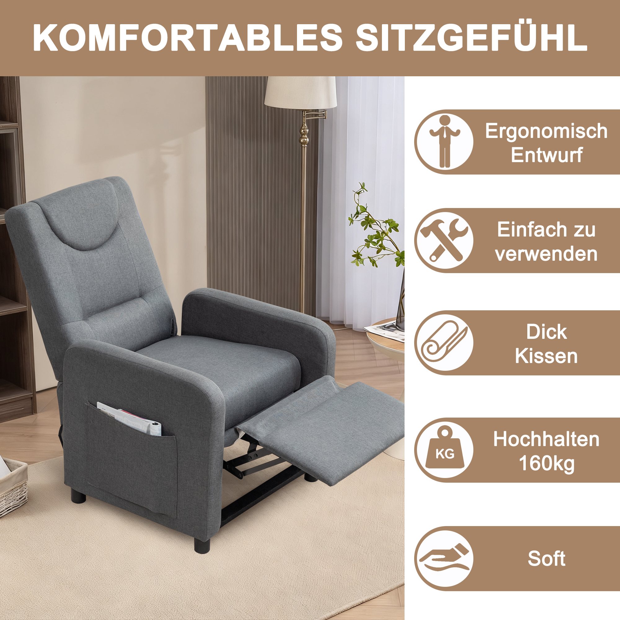 Fauteuil de détente à dossier multi-positions - Vue principale