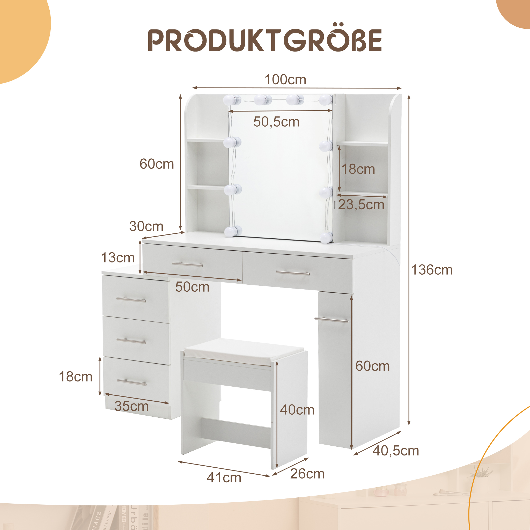 Dimensions du coiffeuse