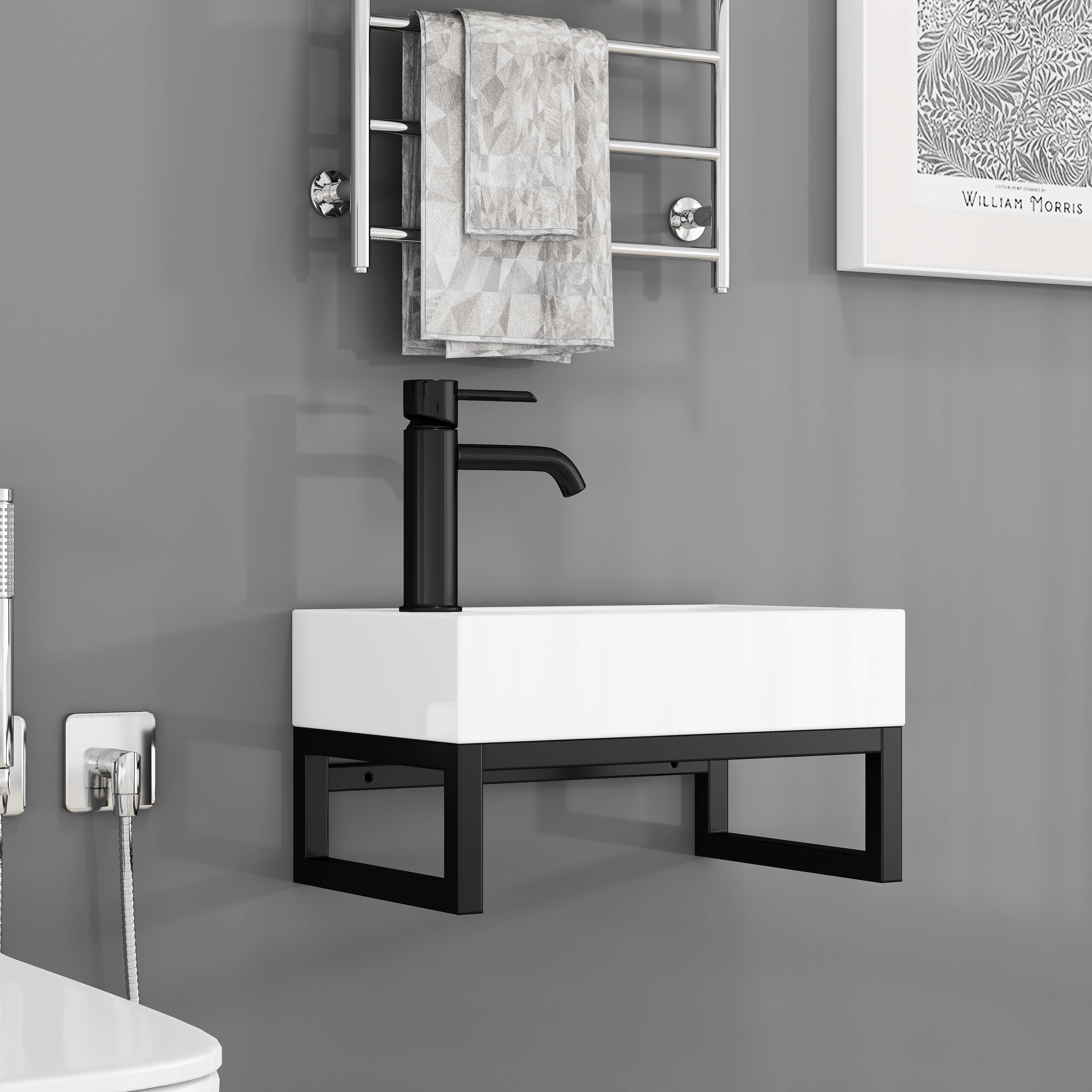 Meuble de maison, sans montage, 40 x 25 x 21 cm, céramique et métal, blanc - vue 1