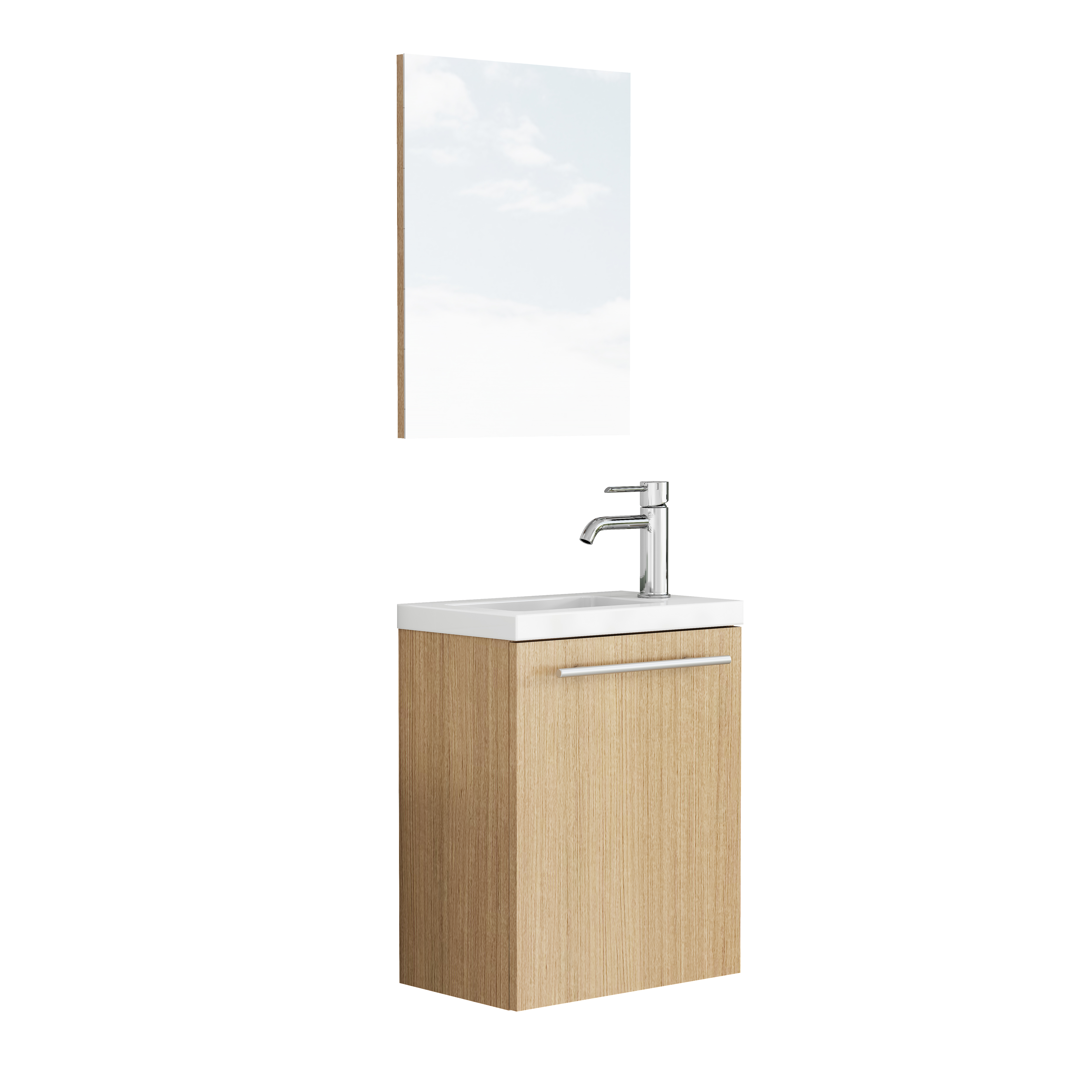 Meuble vasque de salle de bains, sans montage, 40 x 25 x 48 cm, céramique et métal, chêne - vue 6