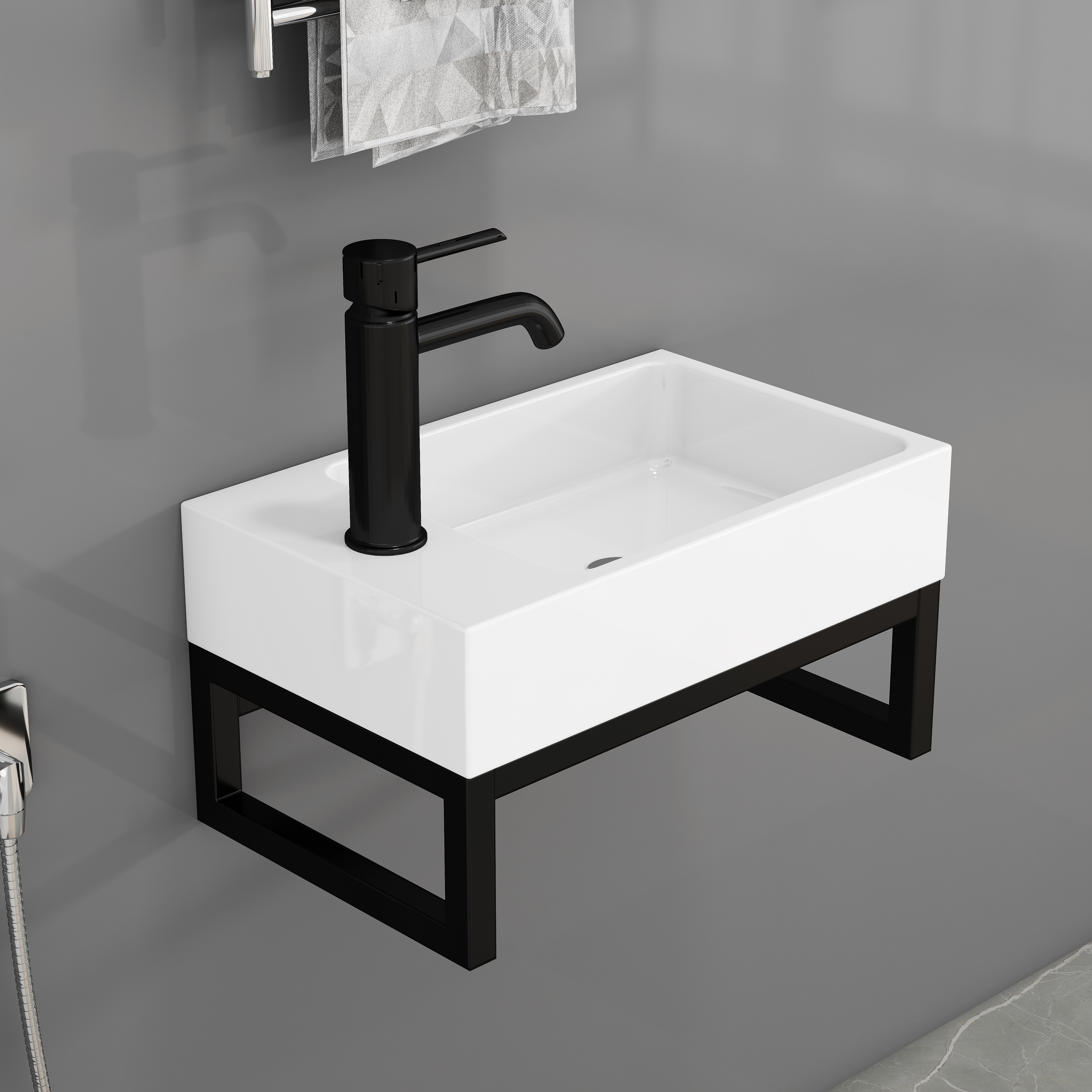 Meuble de maison, sans montage, 40 x 25 x 21 cm, céramique et métal, blanc - vue 2
