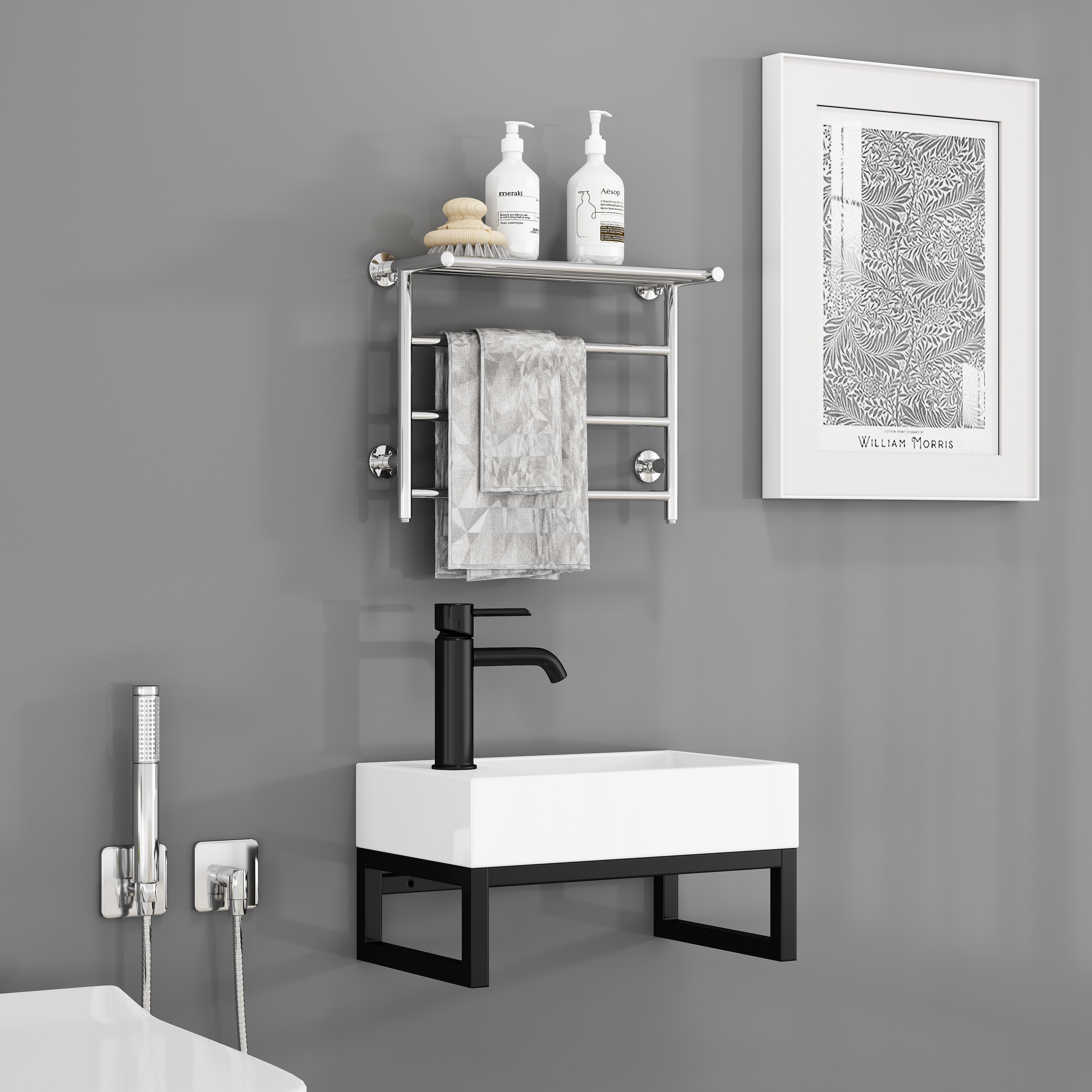 Meuble de maison, sans montage, 40 x 25 x 21 cm, céramique et métal, blanc - vue 5