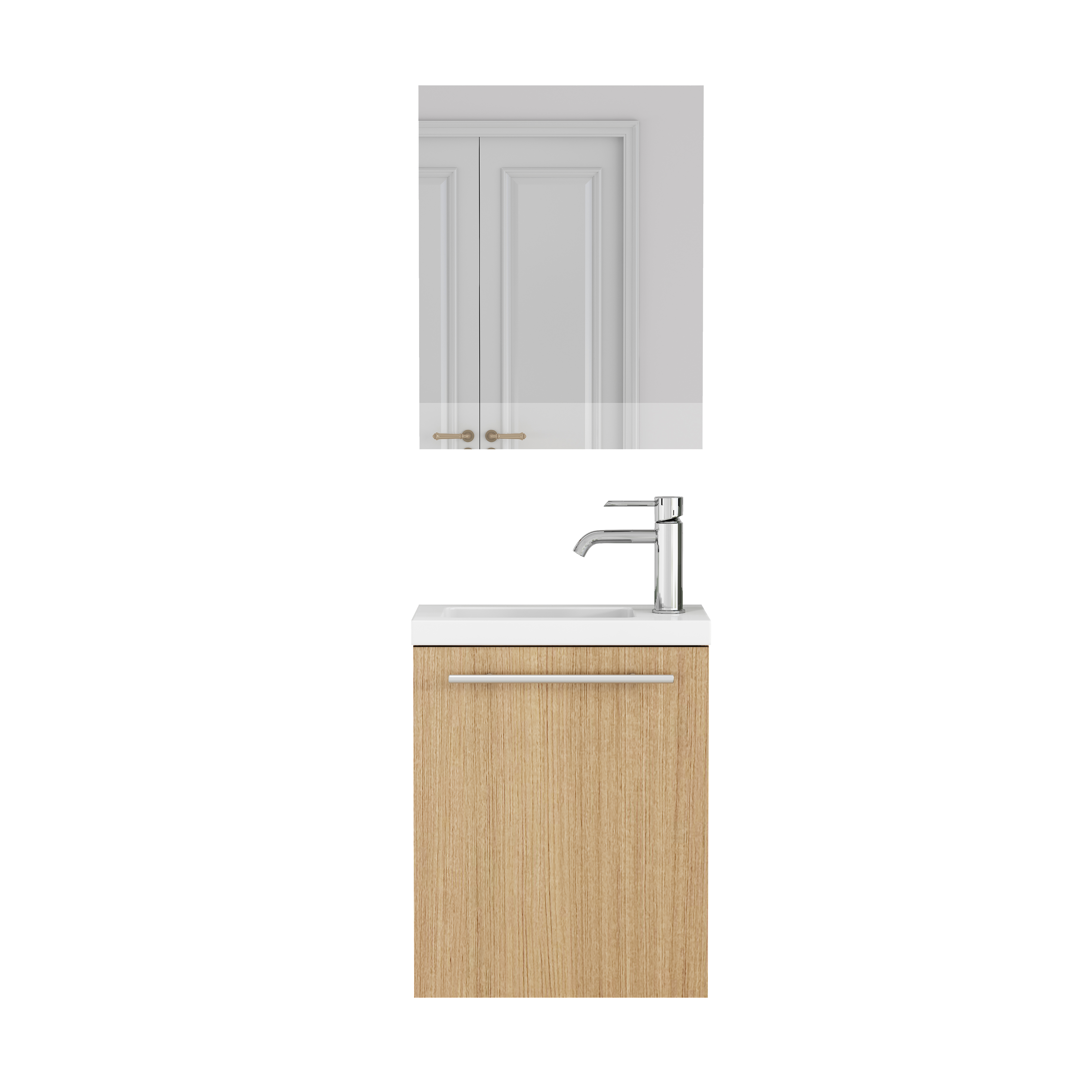 Meuble vasque de salle de bains, sans montage, 40 x 25 x 48 cm, céramique et métal, chêne - vue 5