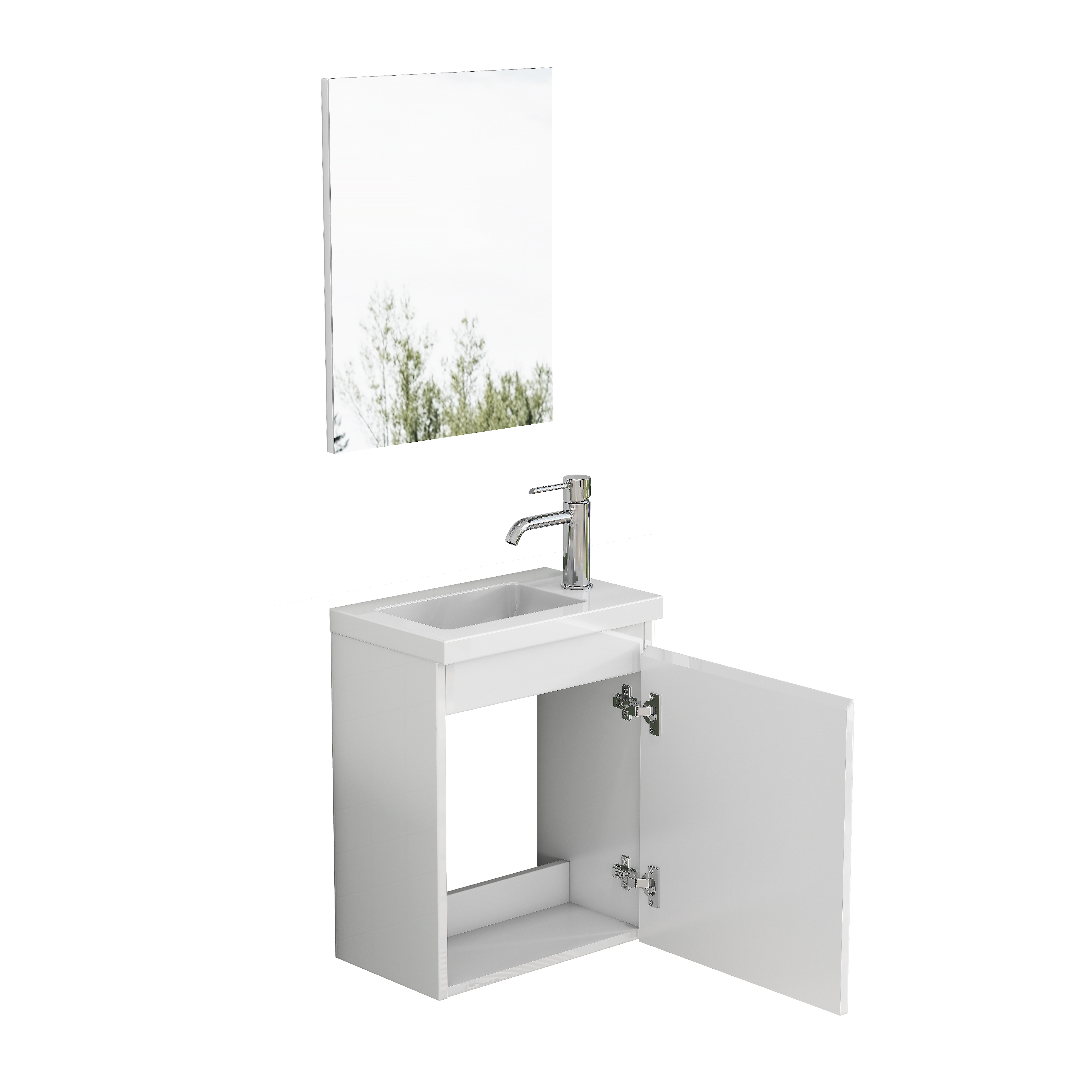 Meuble vasque de salle de bains, sans montage, 39,8 x 24,8 x 48 cm, céramique et MDF, blanc - vue 9