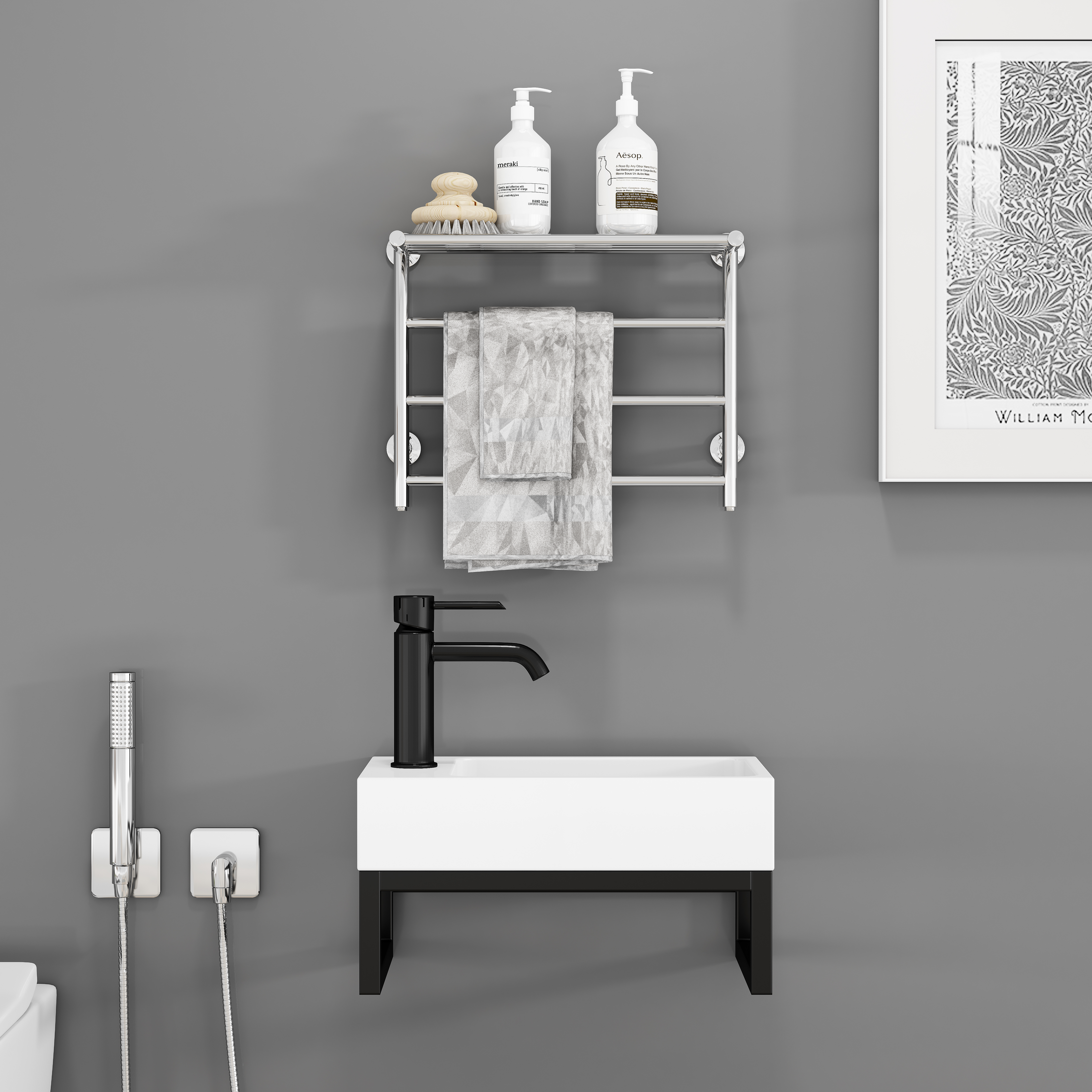 Meuble de maison, sans montage, 40 x 25 x 21 cm, céramique et métal, blanc - vue 4