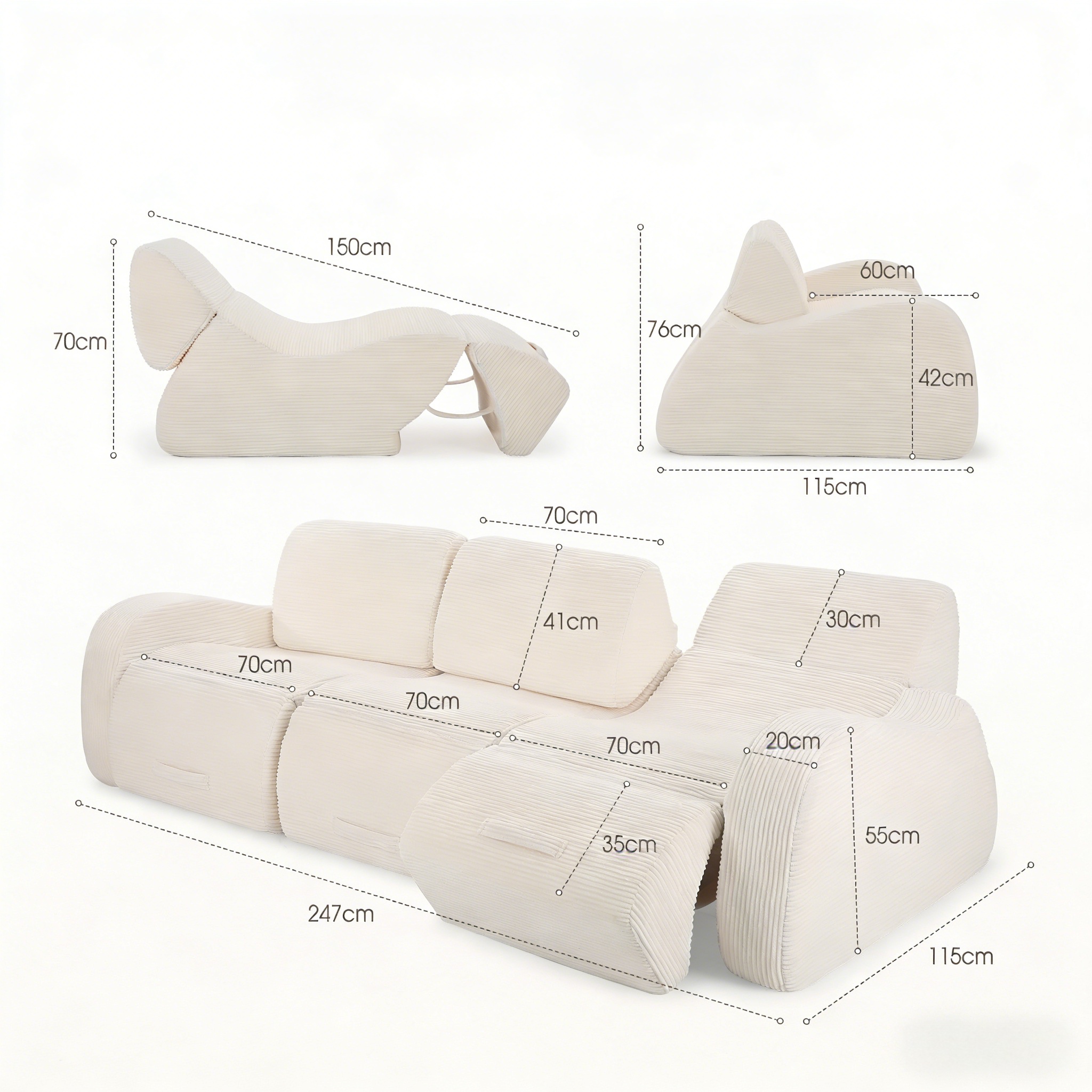 Dimensions du canapé modulable