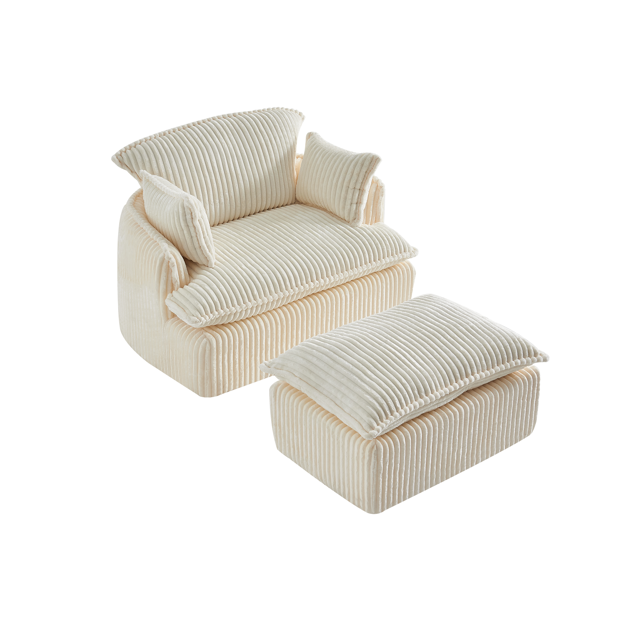 Fauteuil compact en velours côtelé avec repose-pieds, livré compressé, sans montage, tissu durable anti-boulochage, pour salon et chambre, confort quotidien, gain de place, usage immédiat, design chaleureux - image 9