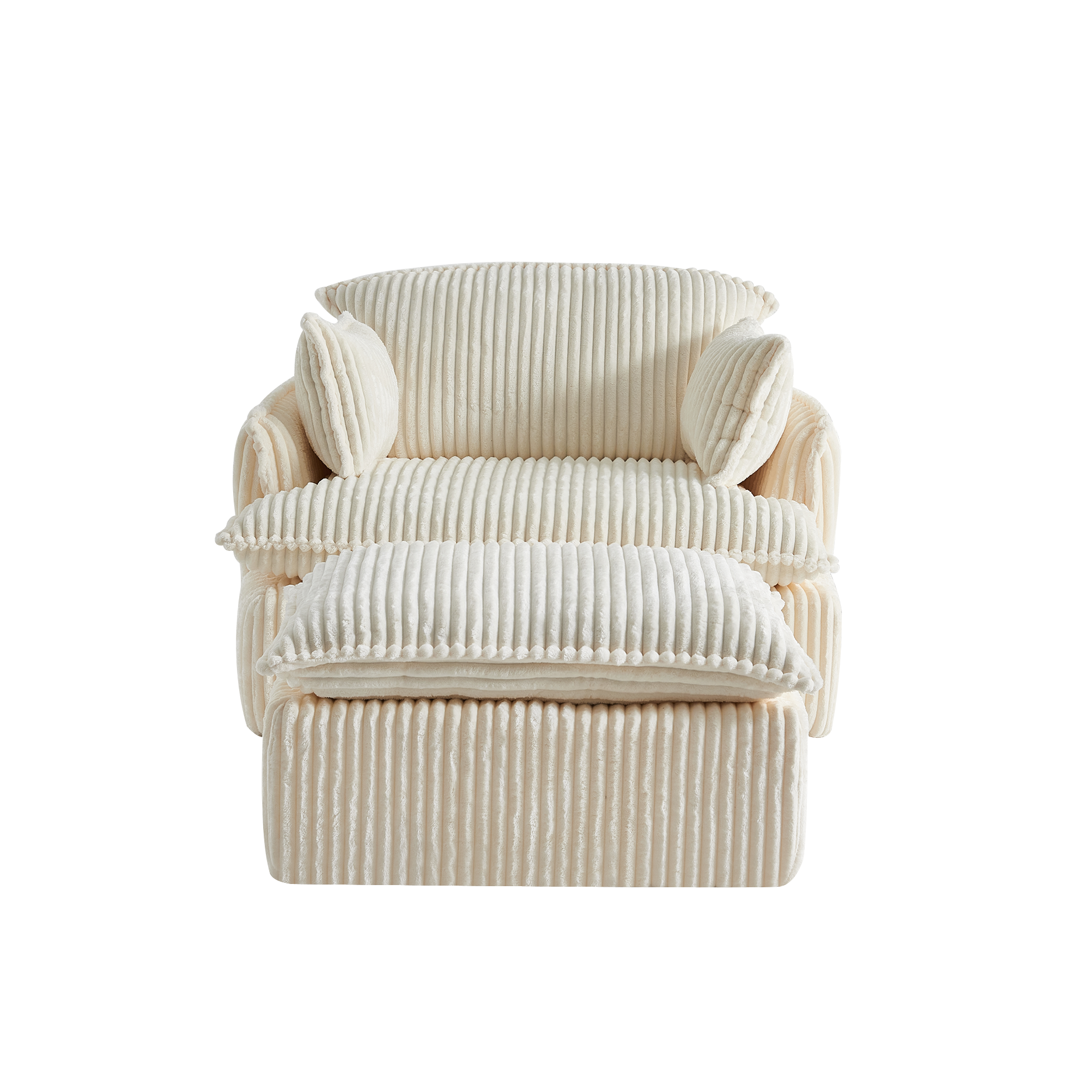 Fauteuil compact en velours côtelé avec repose-pieds, livré compressé, sans montage, tissu durable anti-boulochage, pour salon et chambre, confort quotidien, gain de place, usage immédiat, design chaleureux - image 15