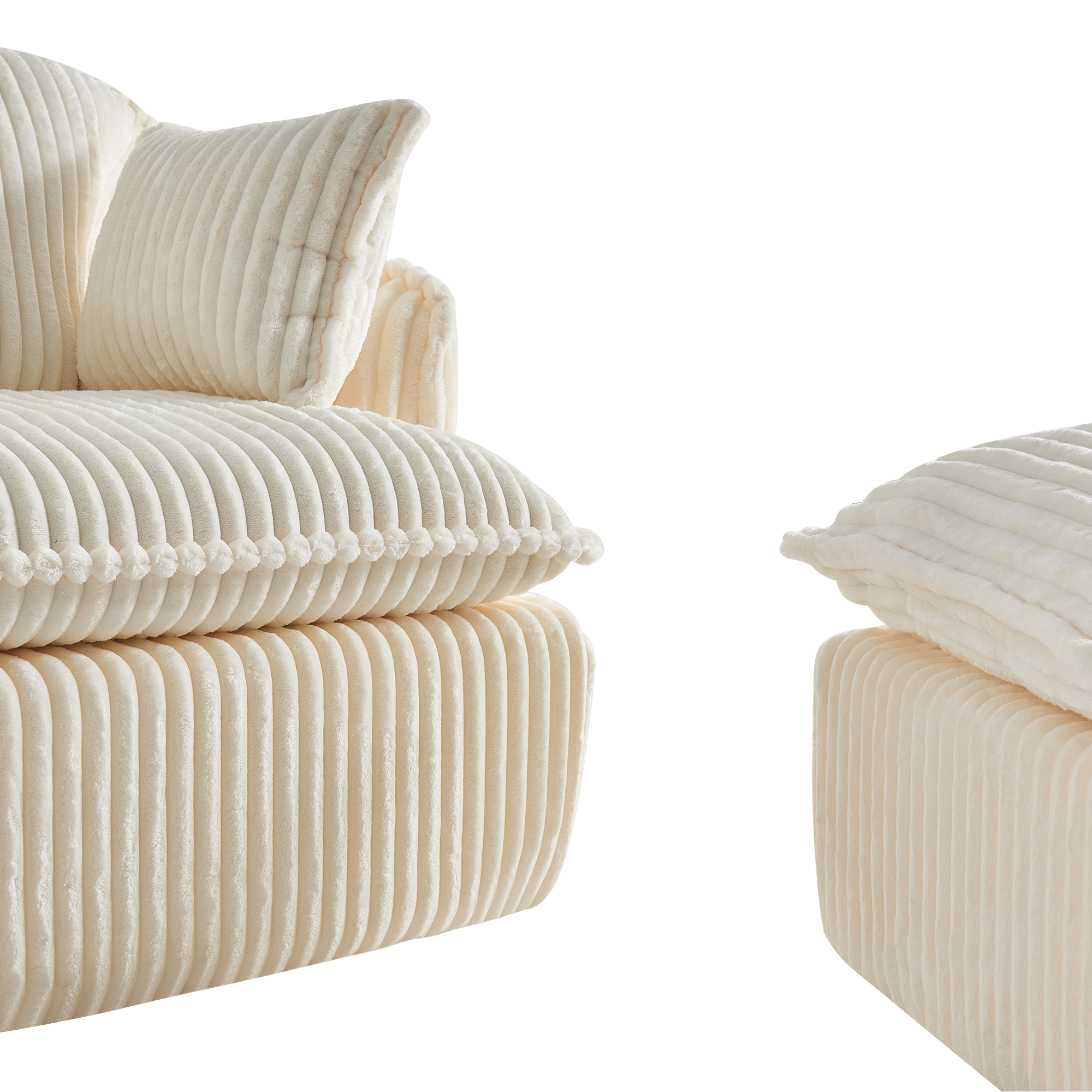 Fauteuil compact en velours côtelé avec repose-pieds, livré compressé, sans montage, tissu durable anti-boulochage, pour salon et chambre, confort quotidien, gain de place, usage immédiat, design chaleureux - image 6