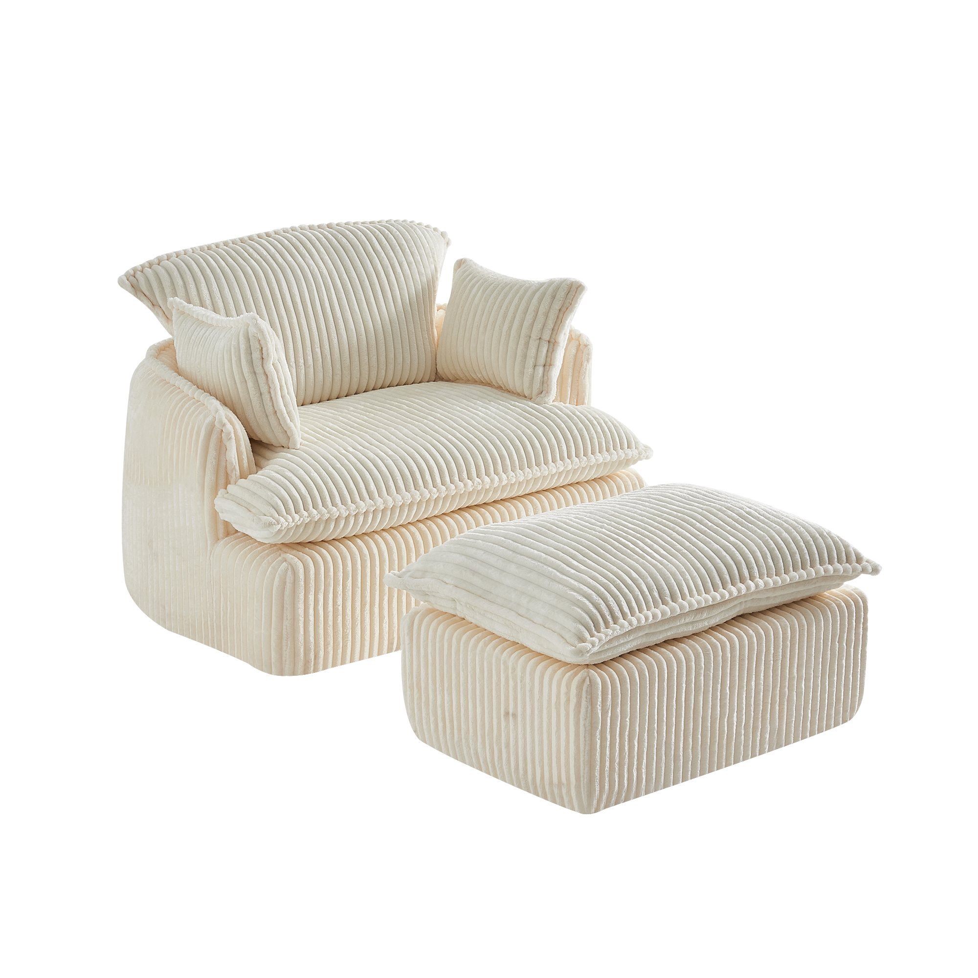 Fauteuil compact en velours côtelé avec repose-pieds, livré compressé, sans montage, tissu durable anti-boulochage, pour salon et chambre, confort quotidien, gain de place, usage immédiat, design chaleureux - image 14