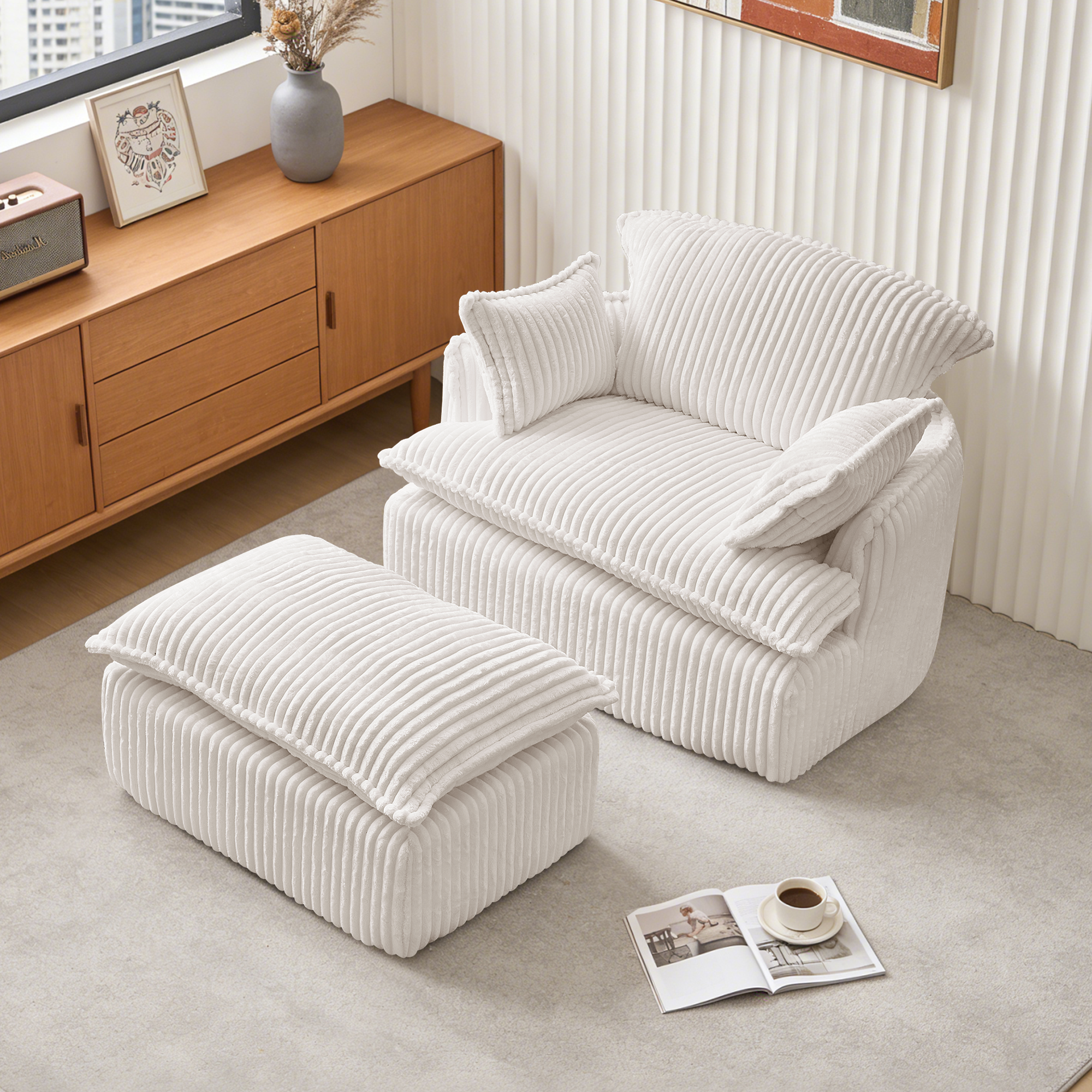 Komprimierter Cloud-Sofa-Sessel mit Hocker, umwand